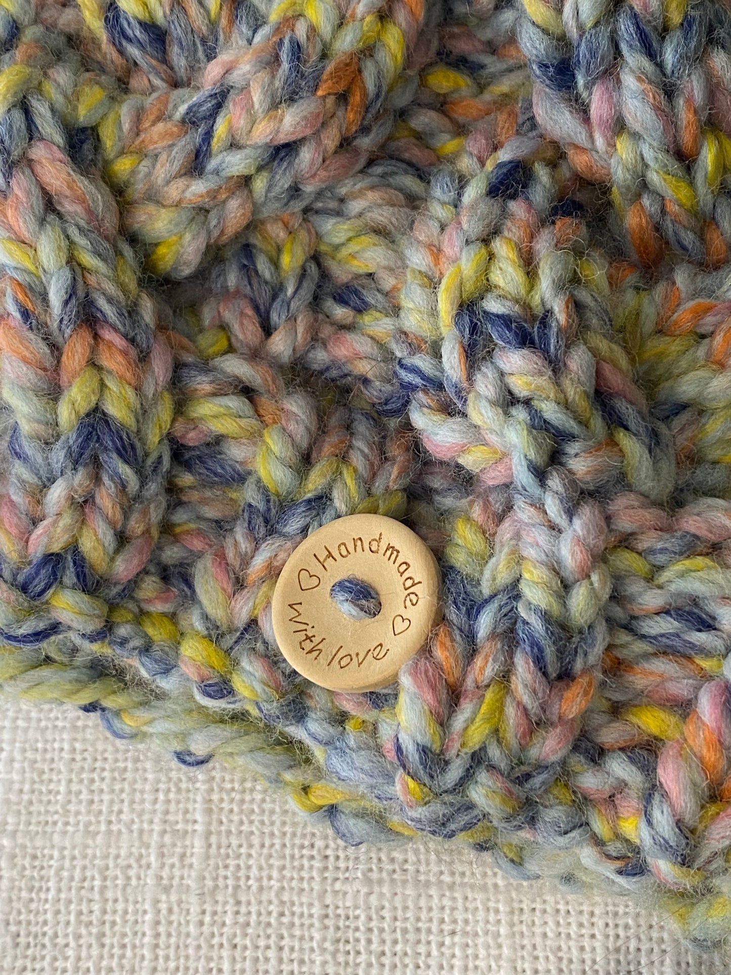 Cozy Cables Hat - Wool Blend Fiber in Pinwheel - Spring 2025