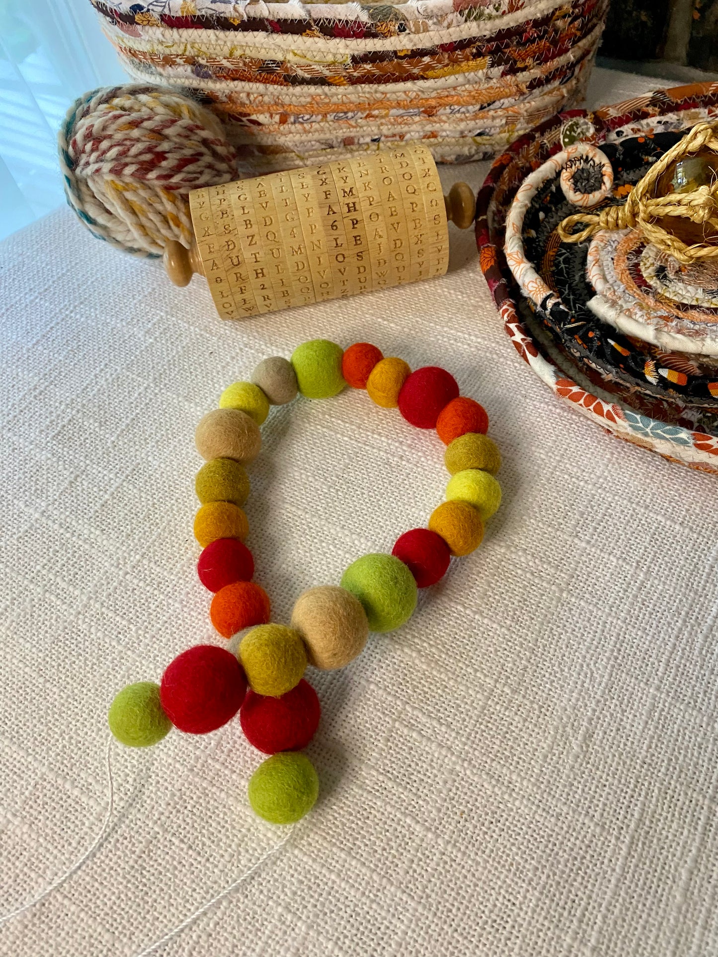 Fall 6' Felted Wool Ball Garland - 24 balls