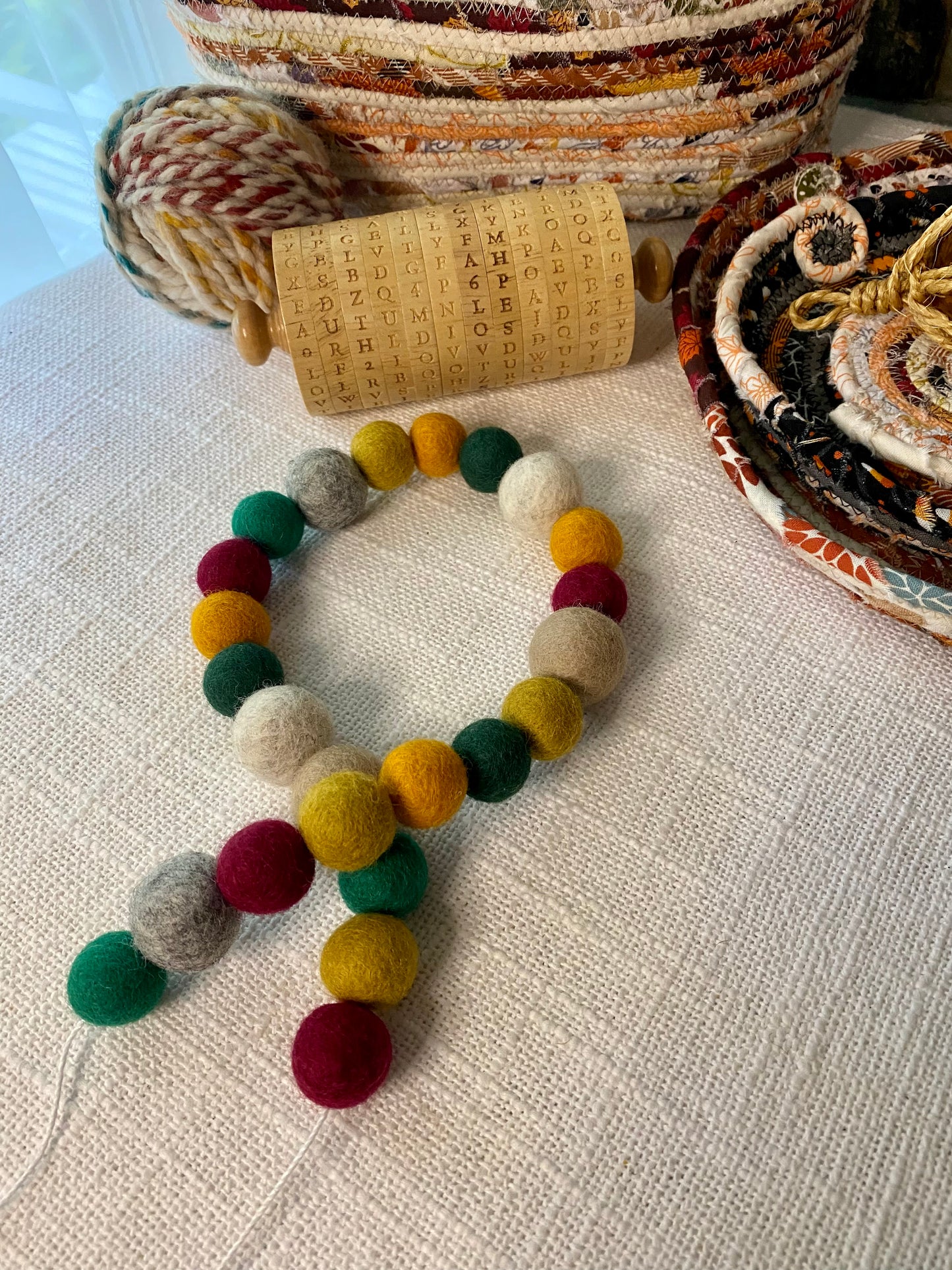 6' Felted Wool Ball Garland - 24 balls