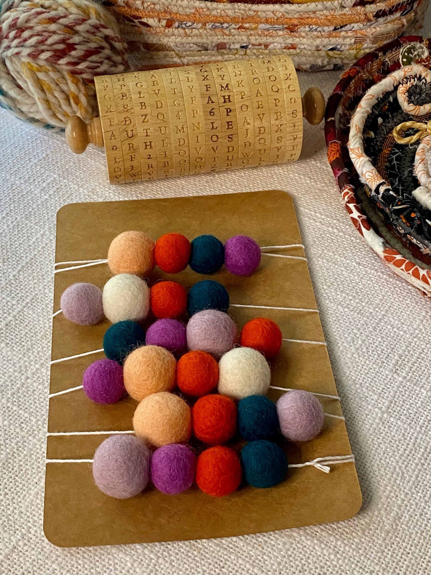 6' Felted Wool Ball Garland - 24 balls