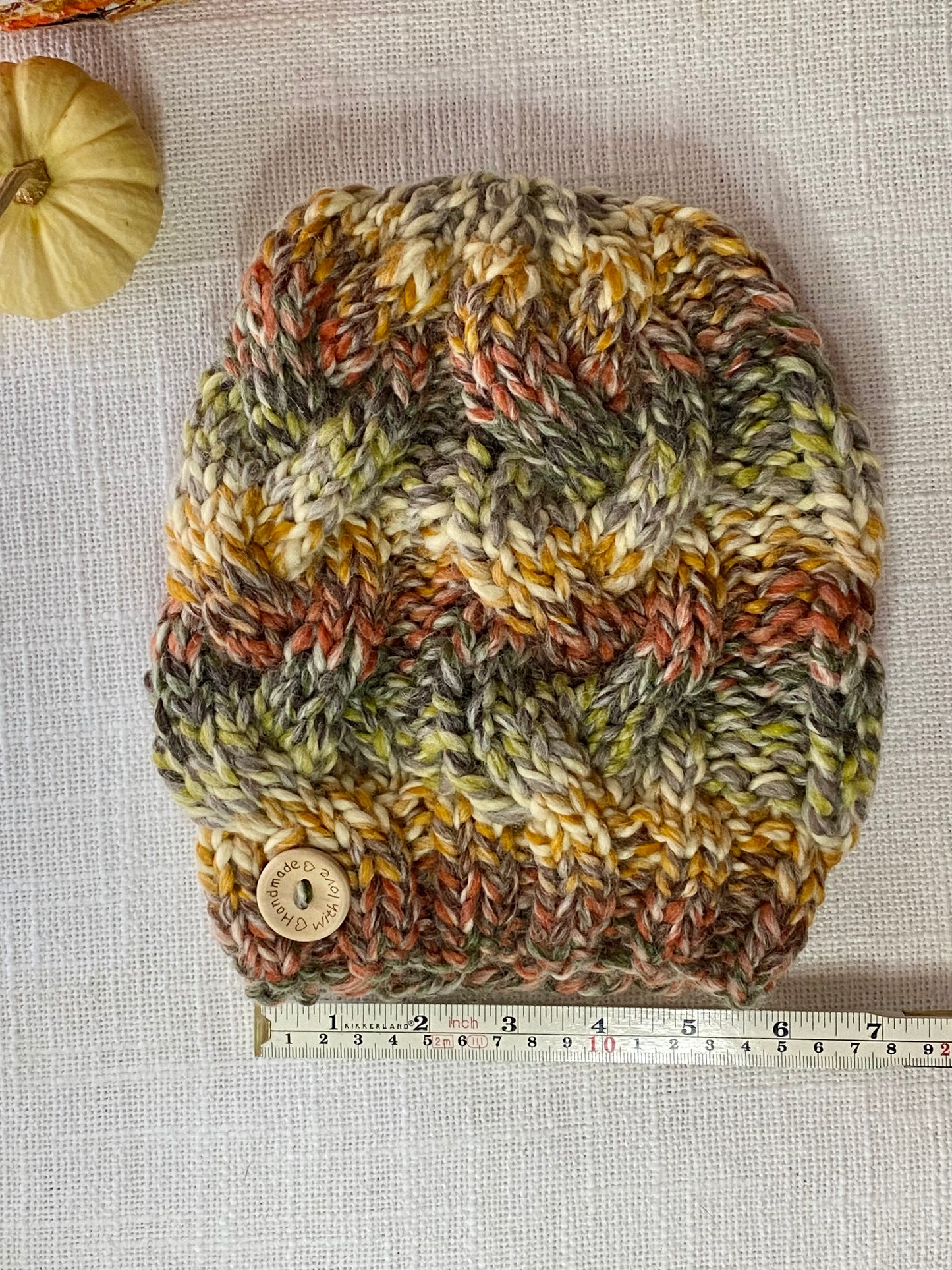Cozy Cables Hat - Wool Blend Fiber - Fall Foliage