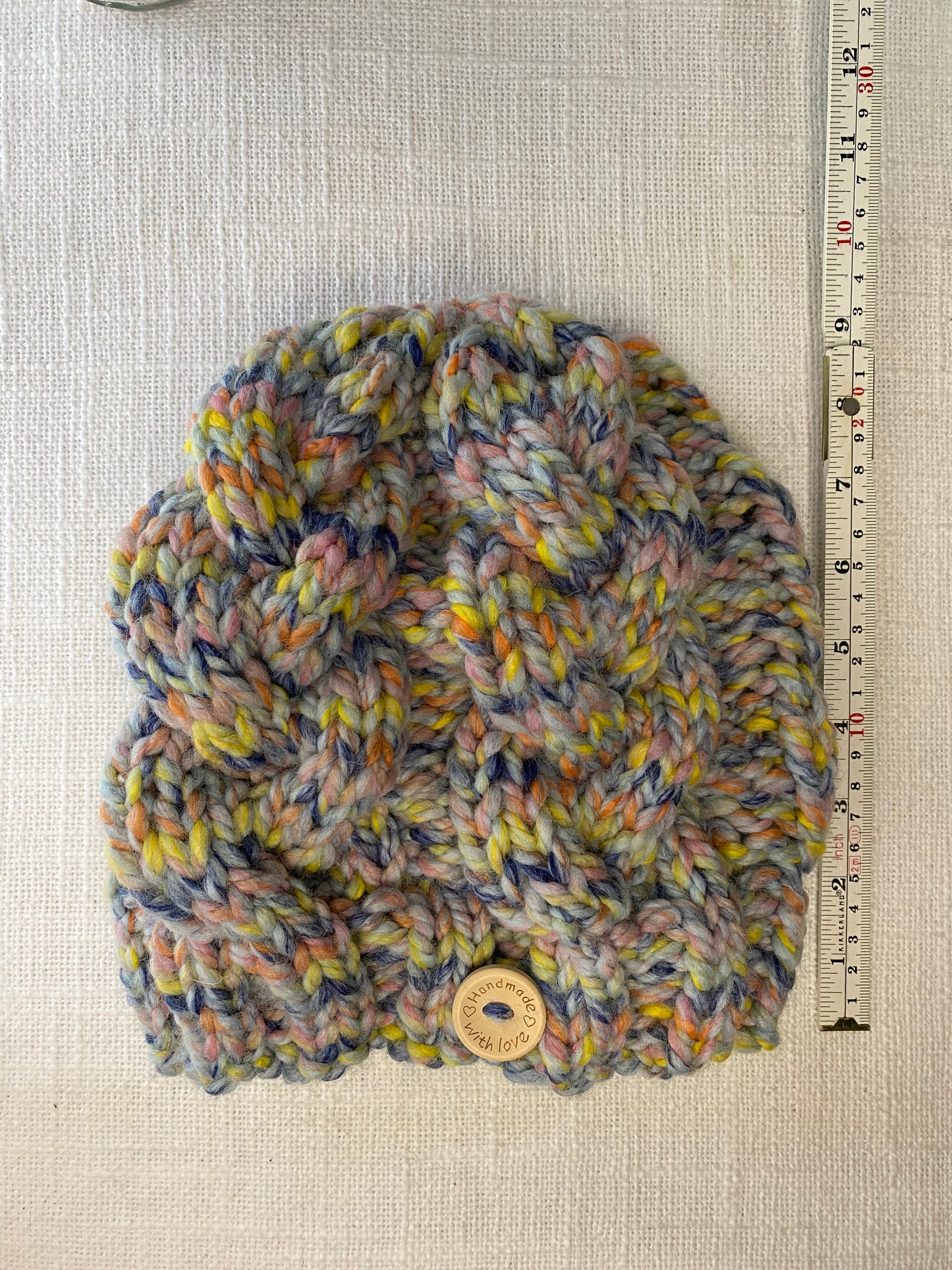 Cozy Cables Hat - Wool Blend Fiber in Pinwheel - Spring 2025