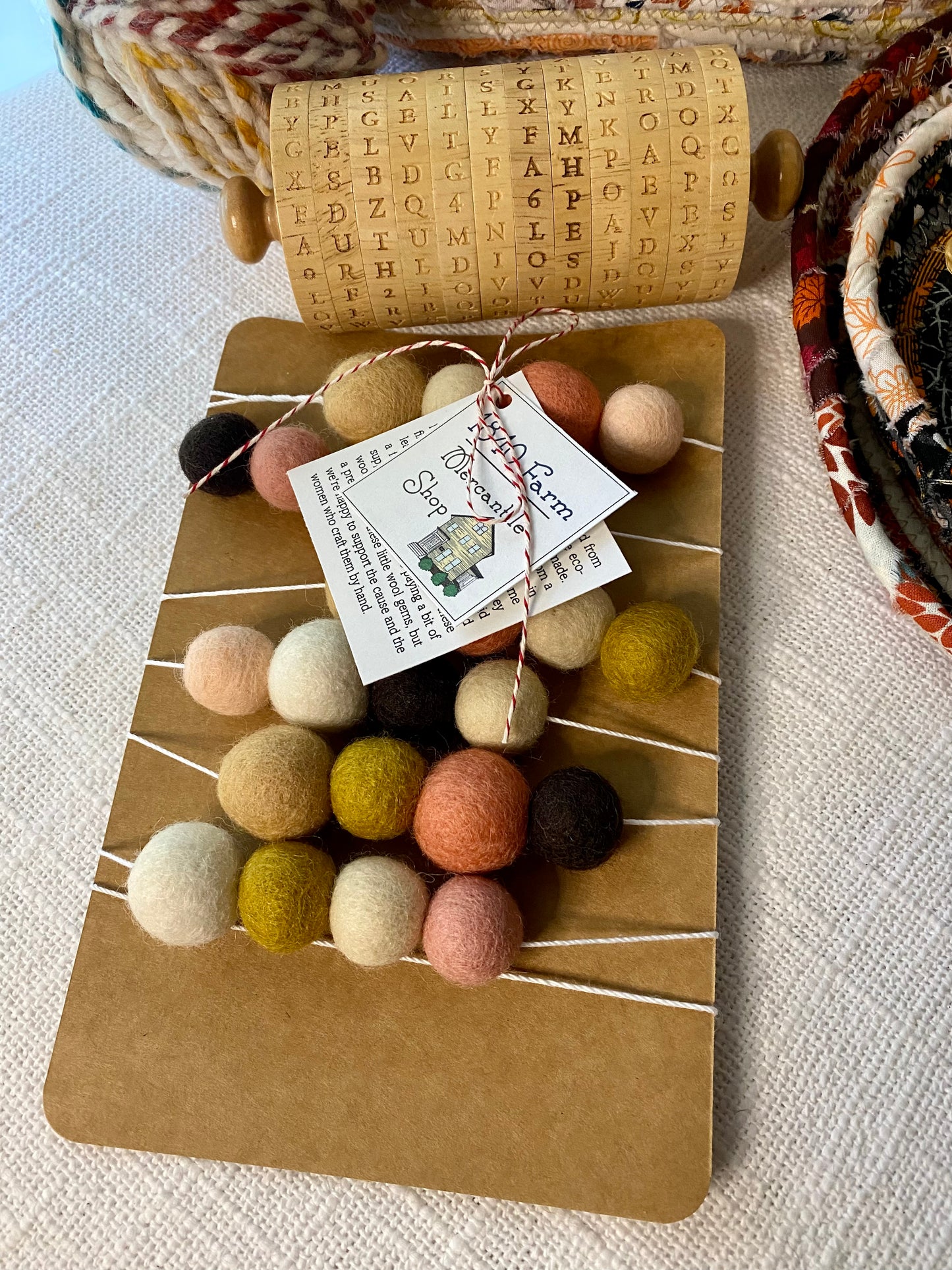 6' Felted Wool Ball Garland - 24 balls