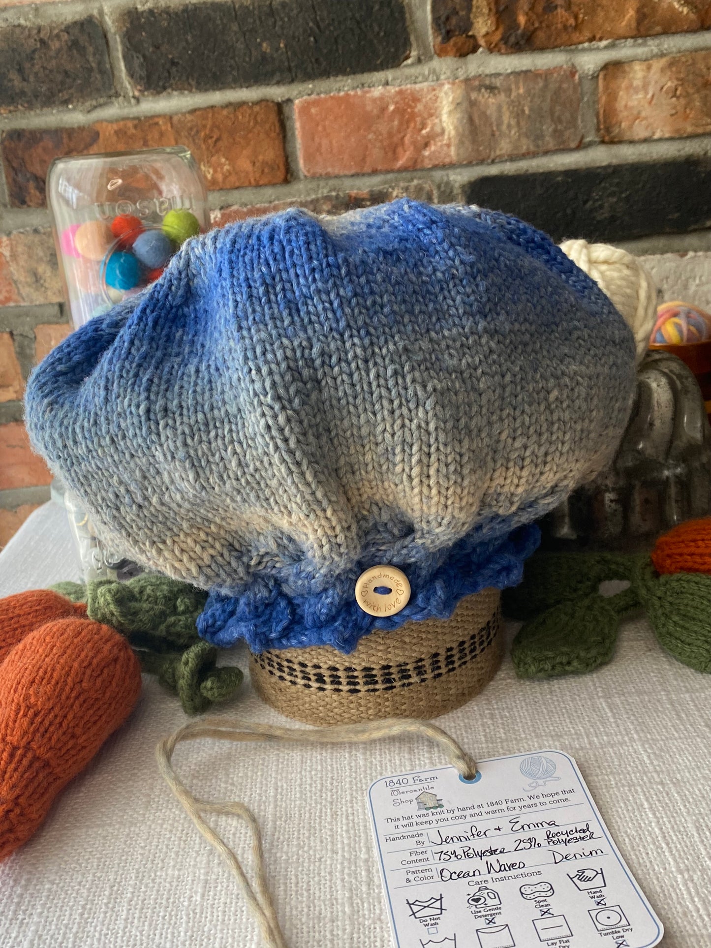Ocean Waves Hat in Denim