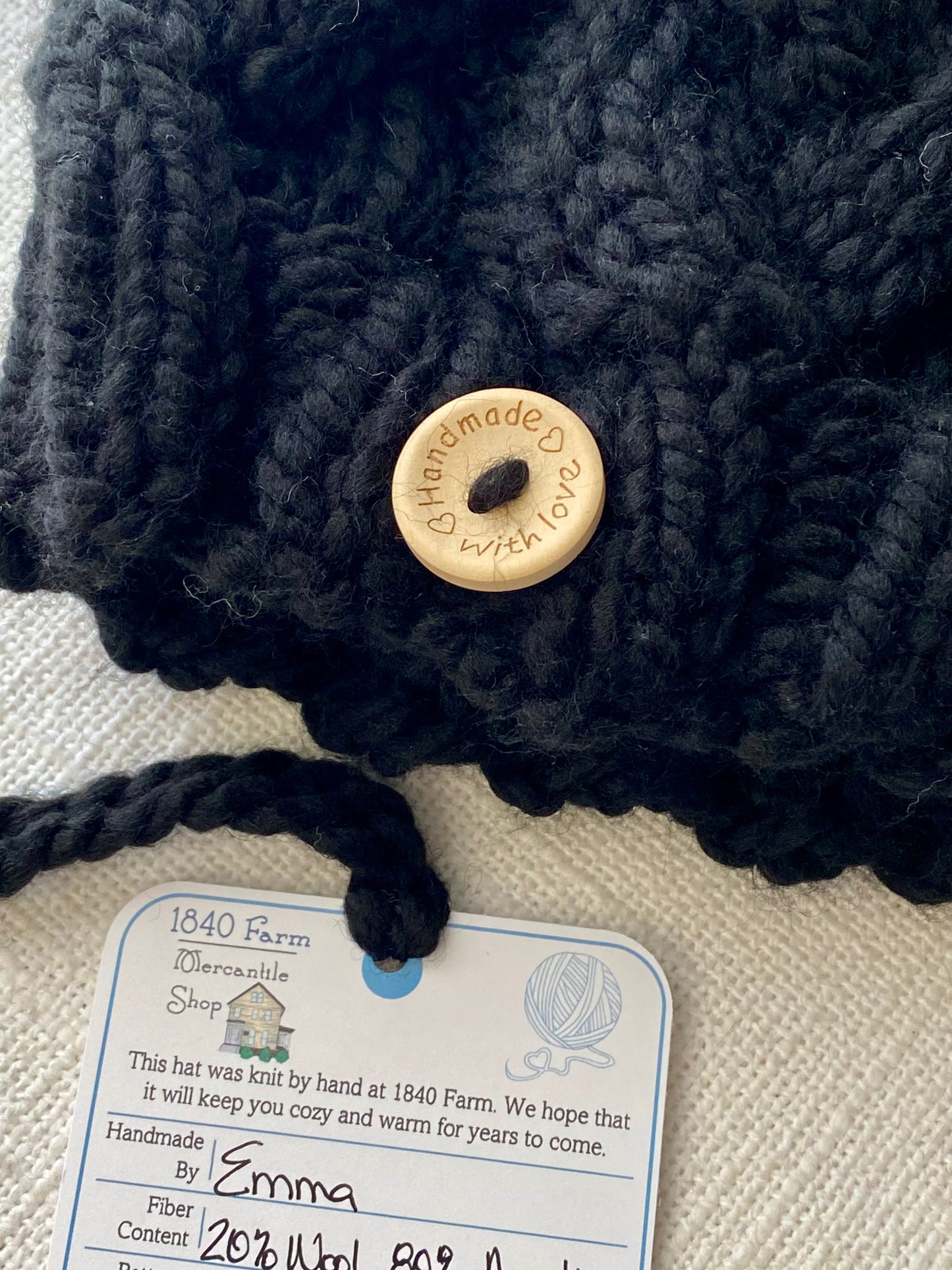 Cozy Cables Hat - Wool Blend Fiber in Raven