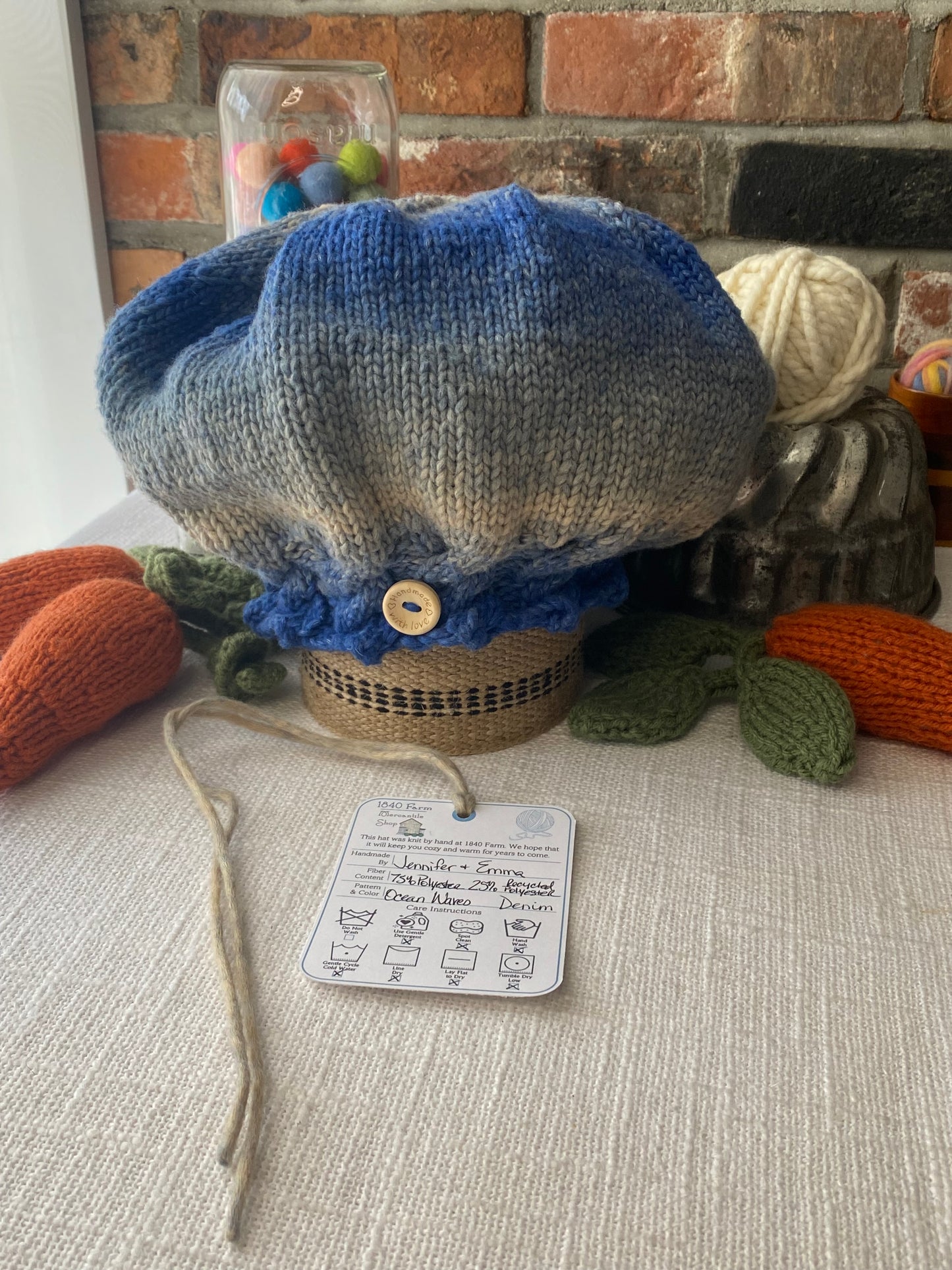 Ocean Waves Hat in Denim