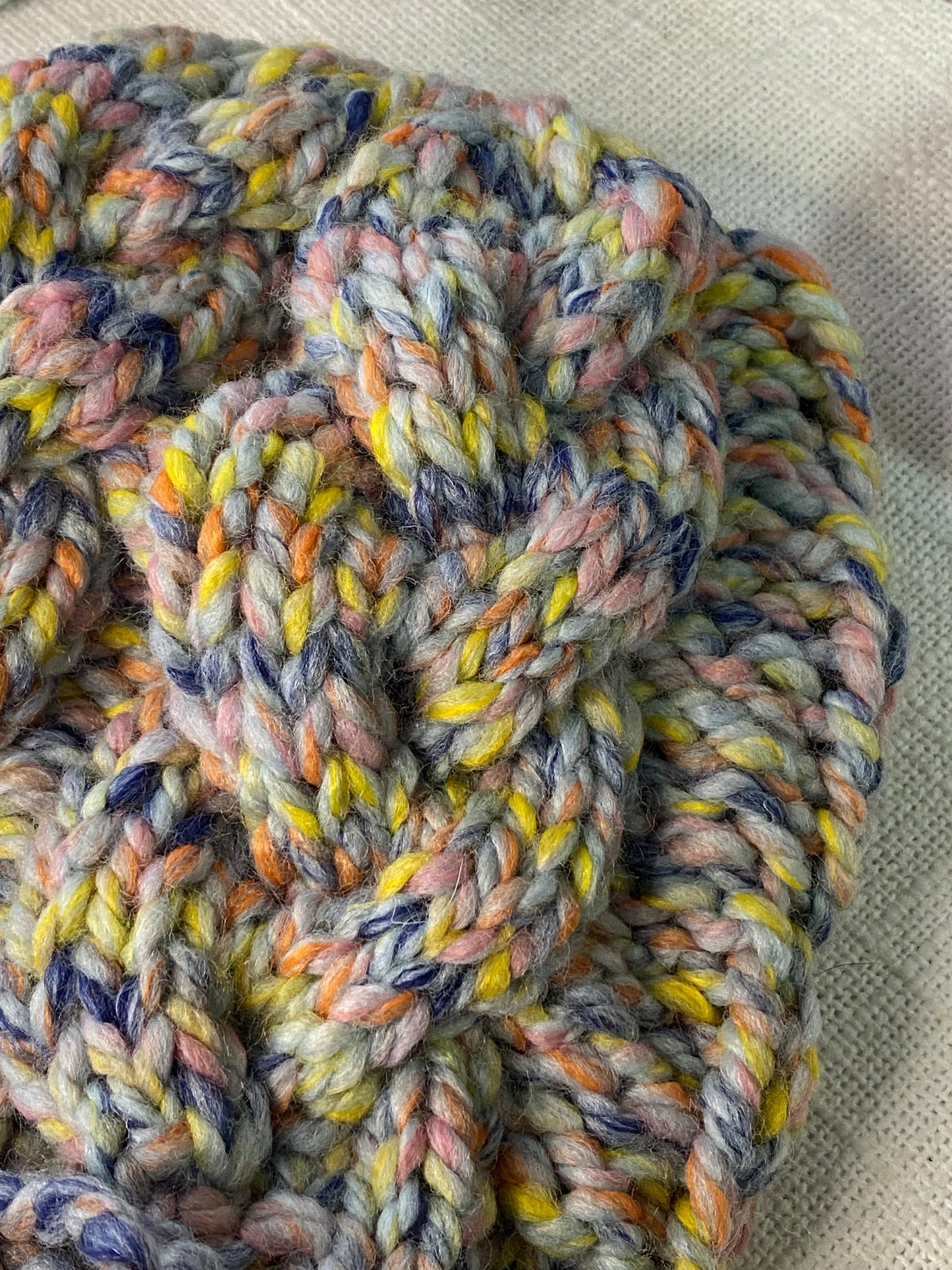 Cozy Cables Hat - Wool Blend Fiber in Pinwheel - Spring 2025