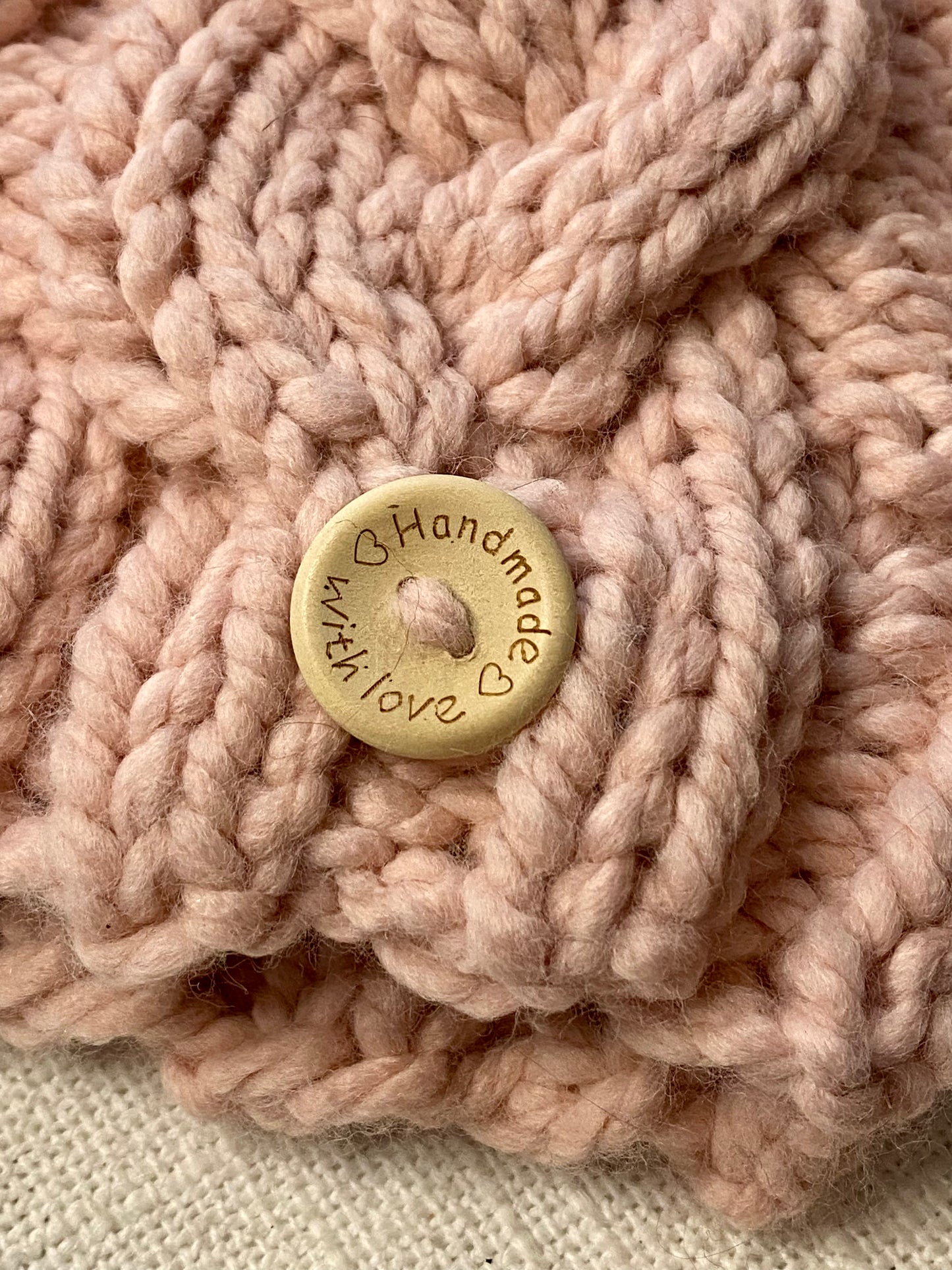 Cozy Cables Hat in Ballet Pink - Wool Blend Fiber