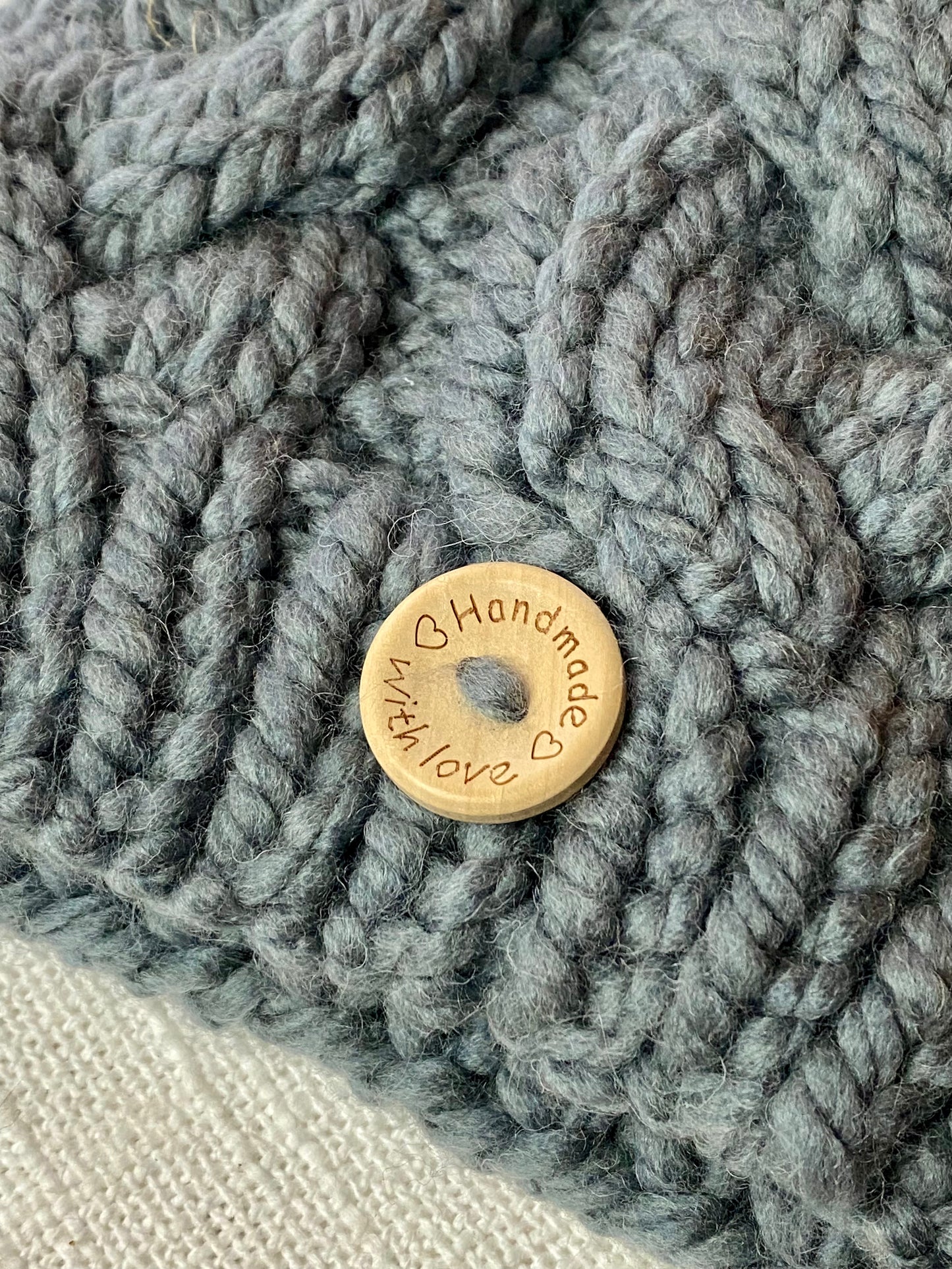 Cozy Cables Hat - Wool Blend Fiber - Steel Blue