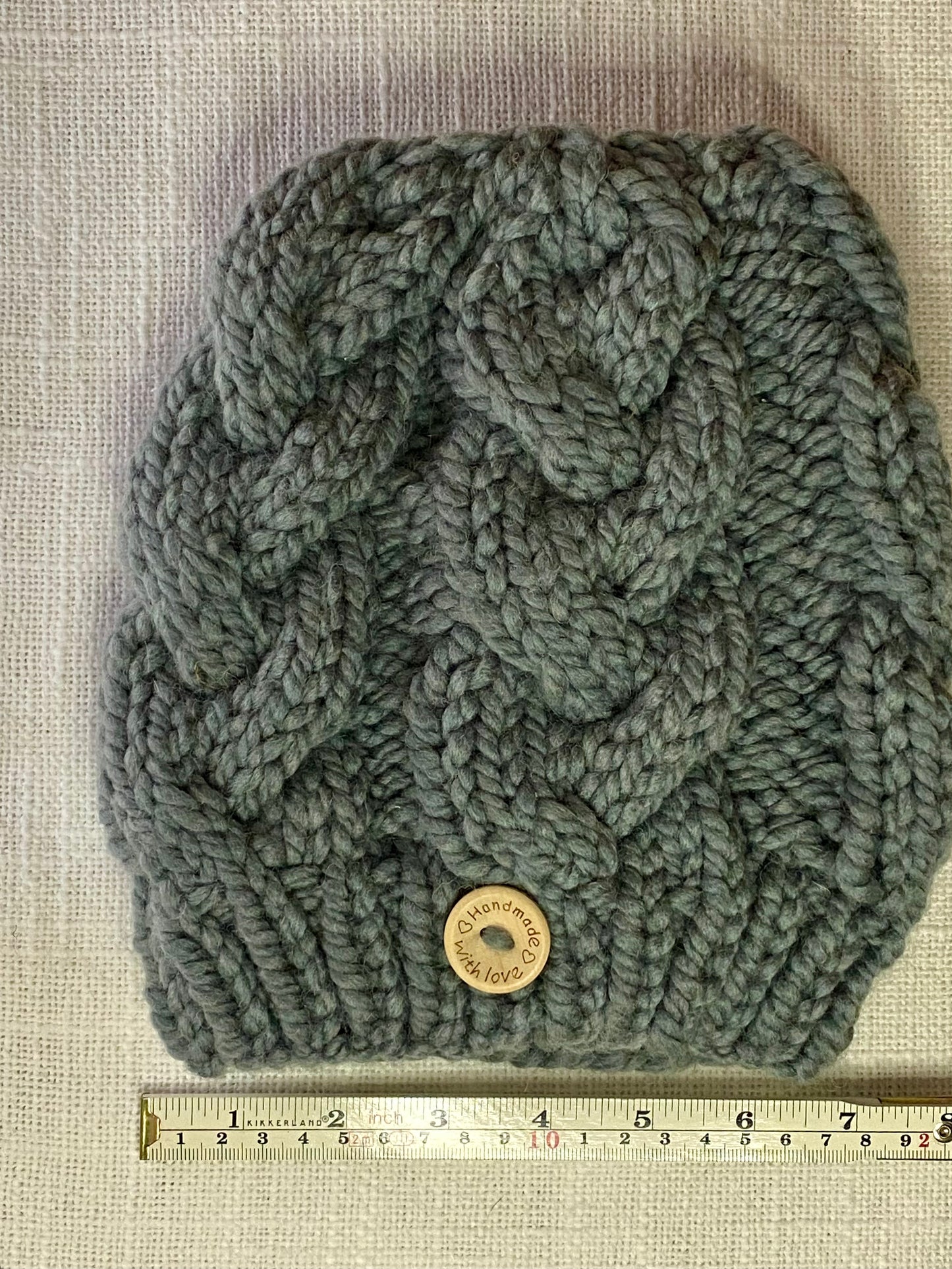 Cozy Cables Hat - Wool Blend Fiber - Steel Blue
