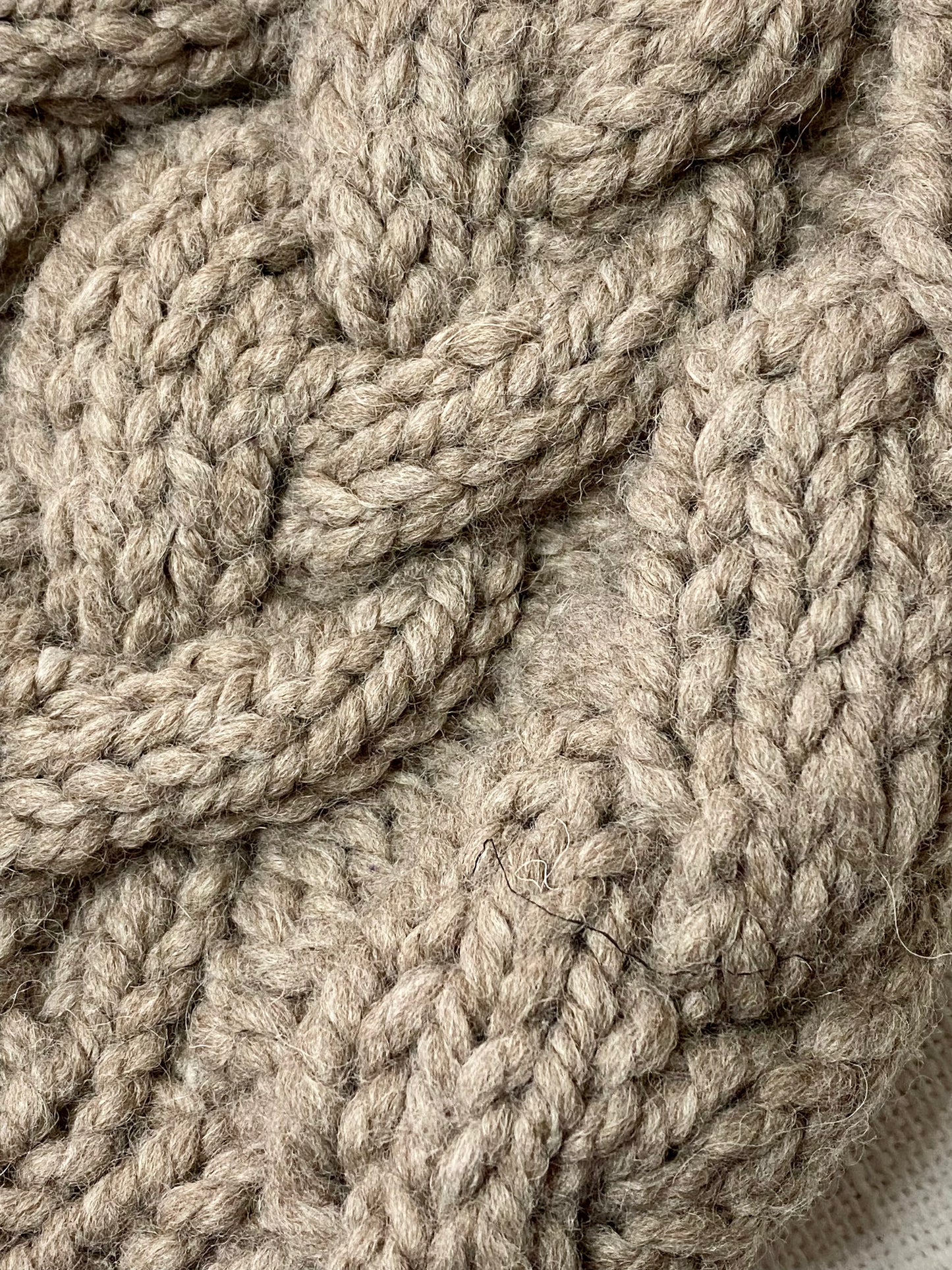 Cozy Cables Hat in Mocha - Wool Blend Fiber