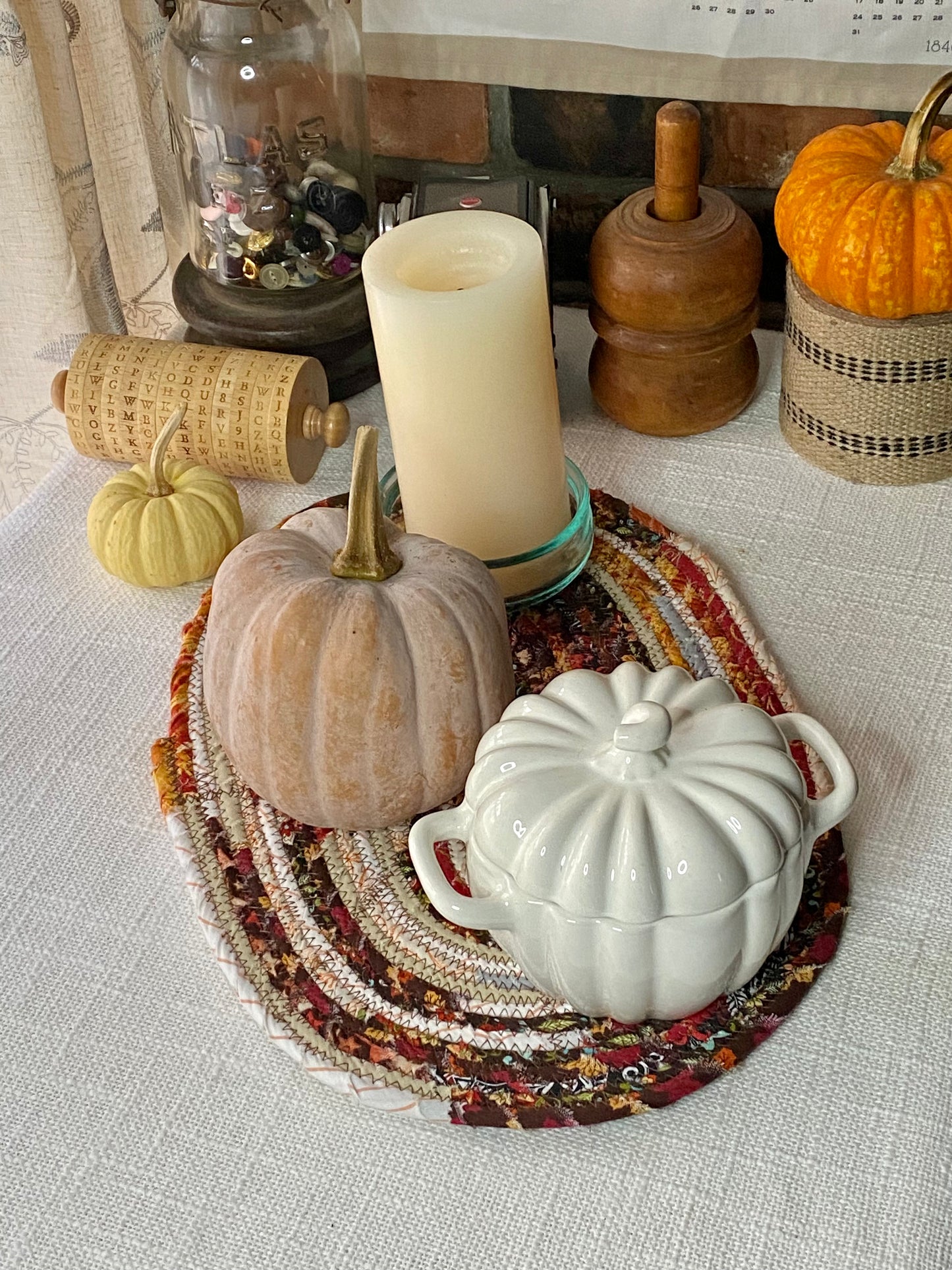 Fall- 10” x 15" Extra Large Oval Flat Trivet