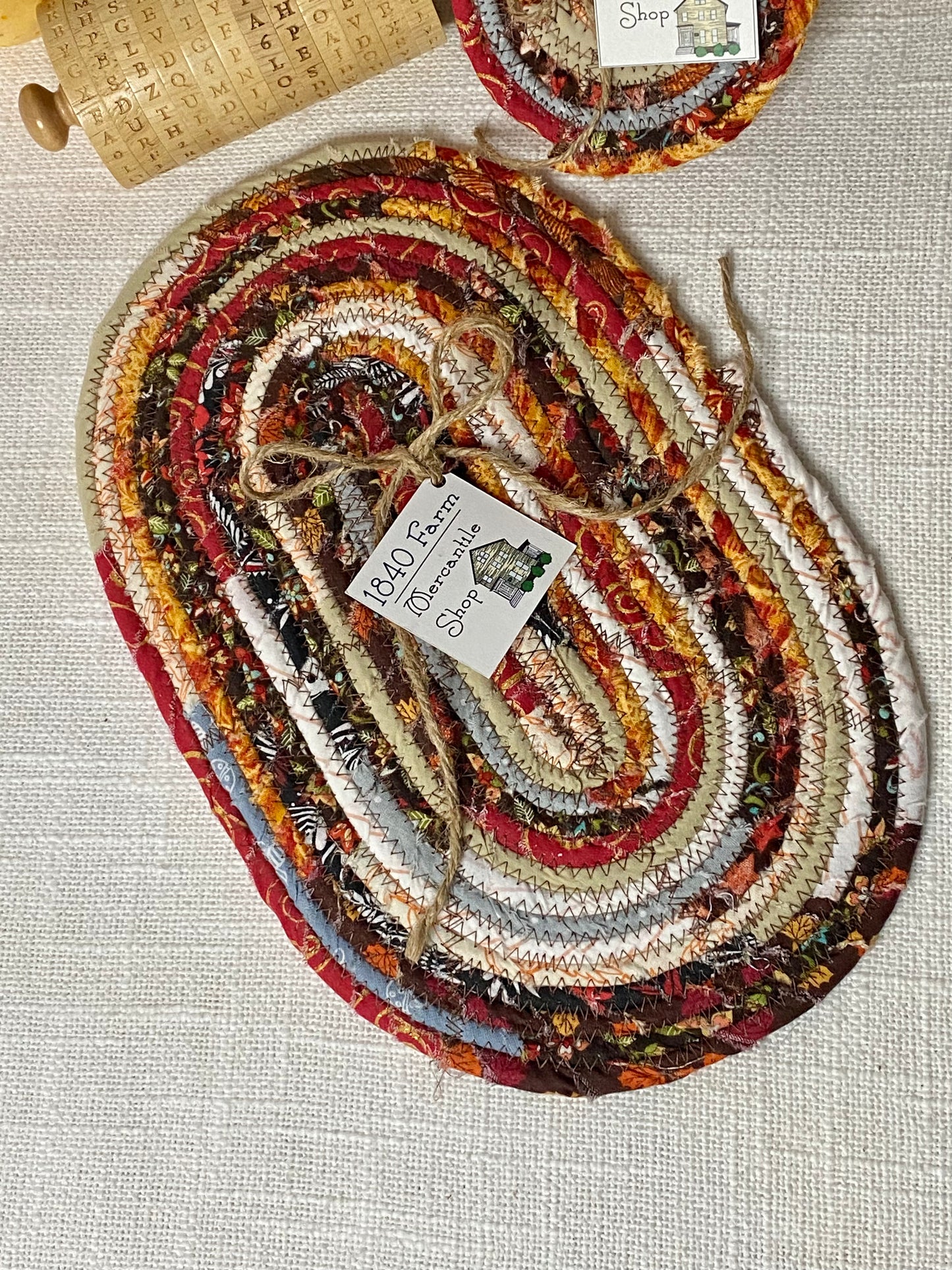 Fall Set- 8” x 12" Oval Trivet and Set of Four Coasters