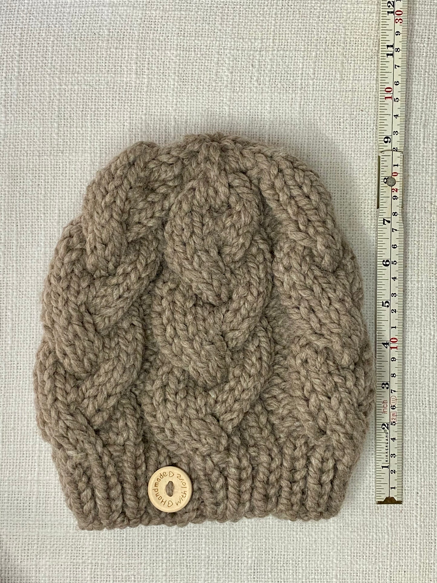 Cozy Cables Hat in Mocha - Wool Blend Fiber