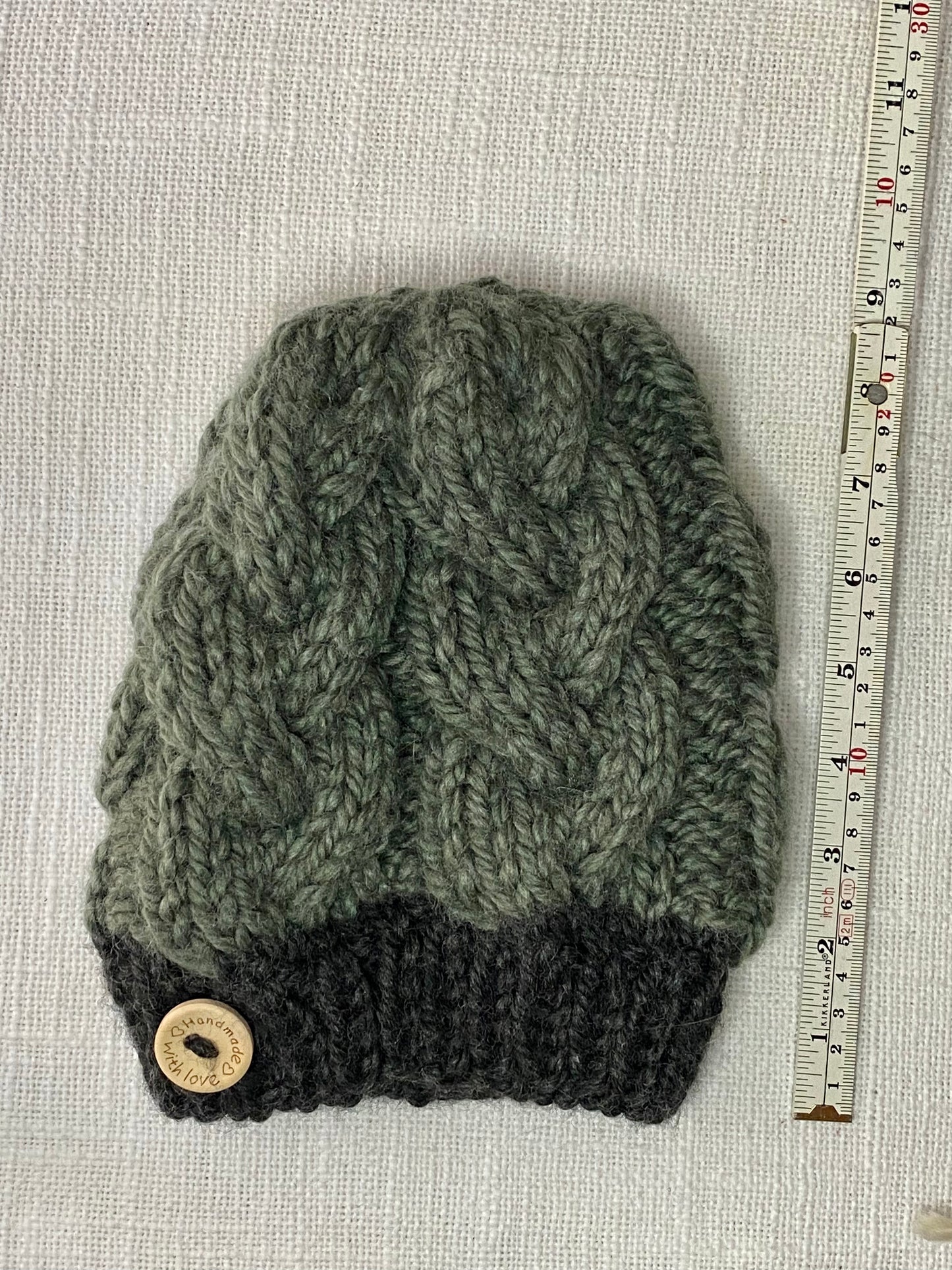 Cozy Cables Hat in Moss and Raven- Recycled Synthetic Fiber be