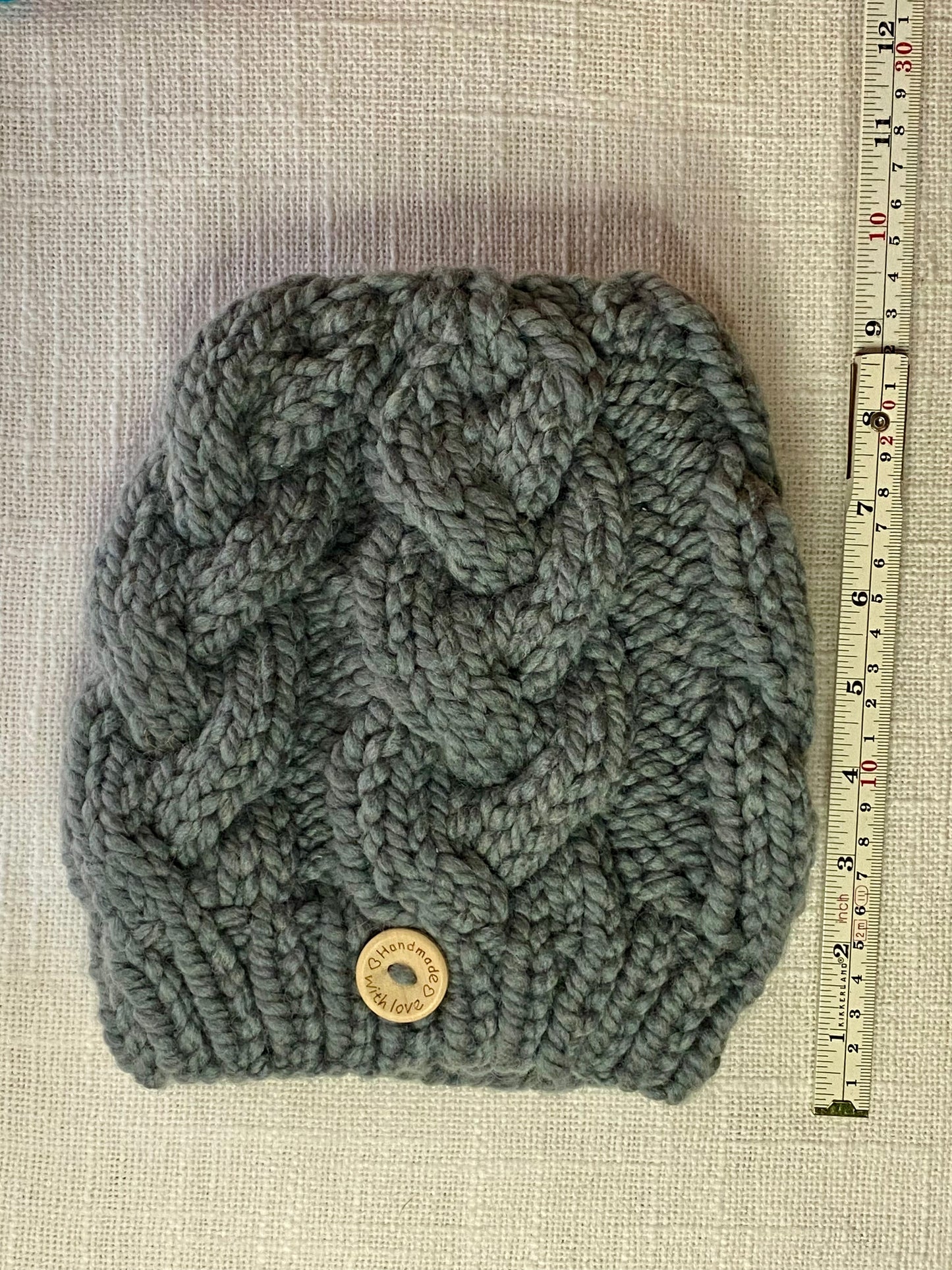 Cozy Cables Hat - Wool Blend Fiber - Steel Blue