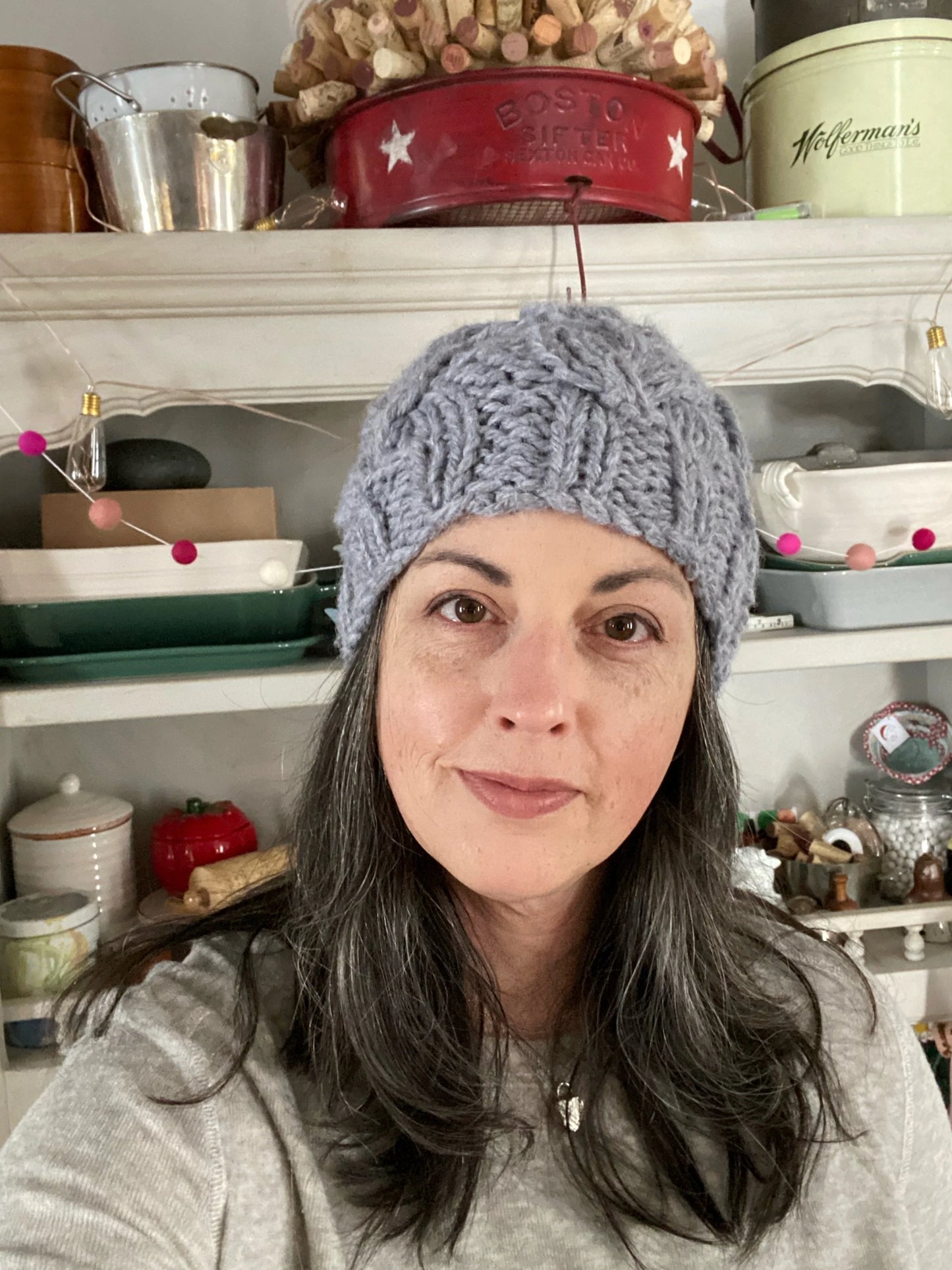 Cozy Cables Hat in Ballet Pink - Wool Blend Fiber