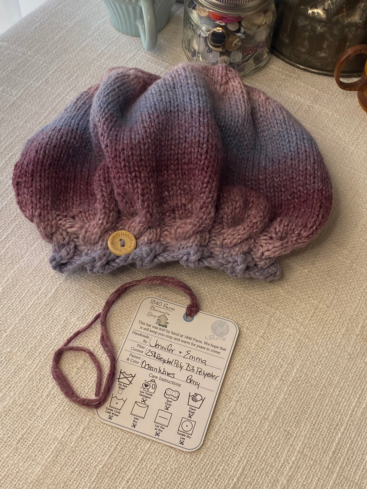 Ocean Waves Hat in Berry