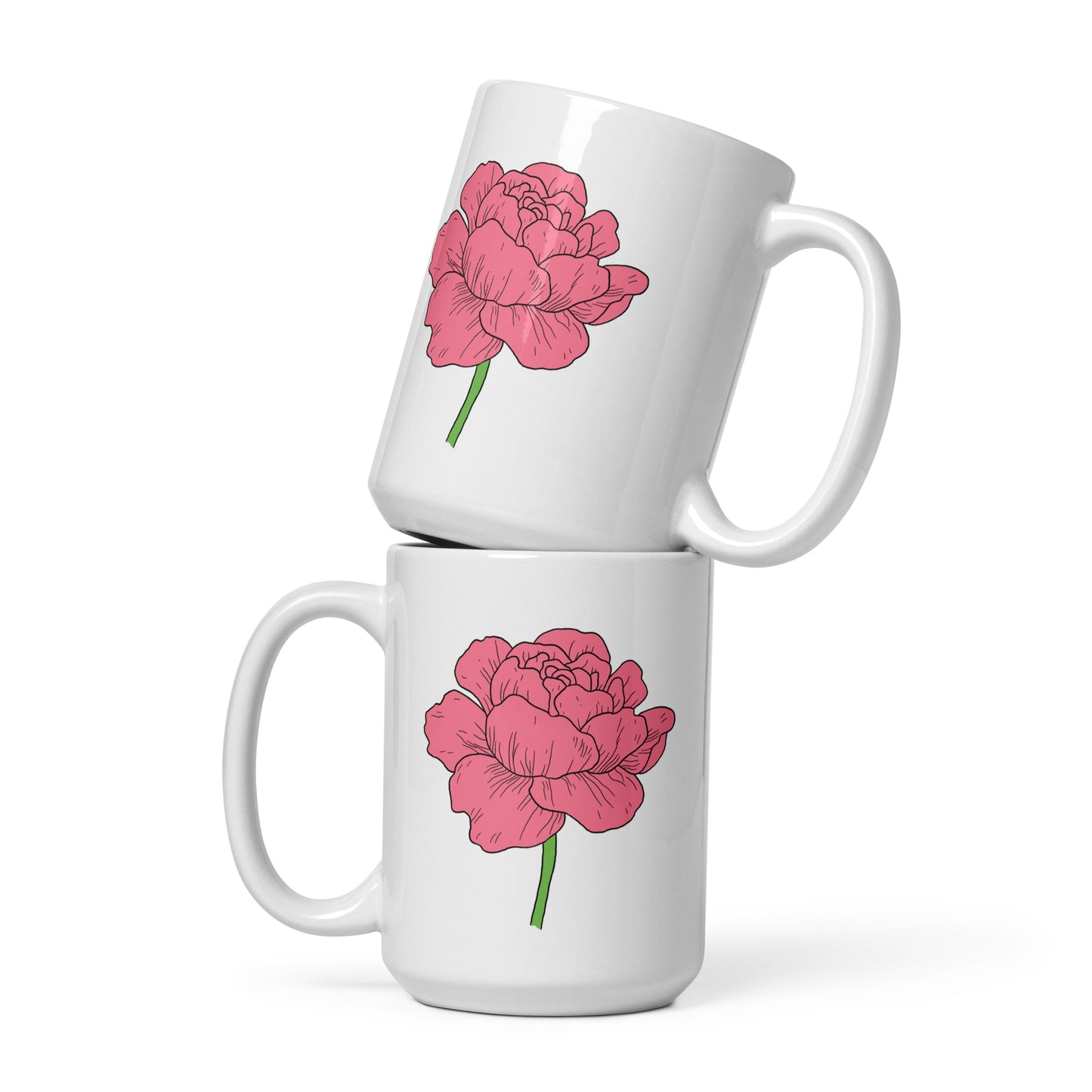 Peony Mug 15 ounce - FREE Shipping