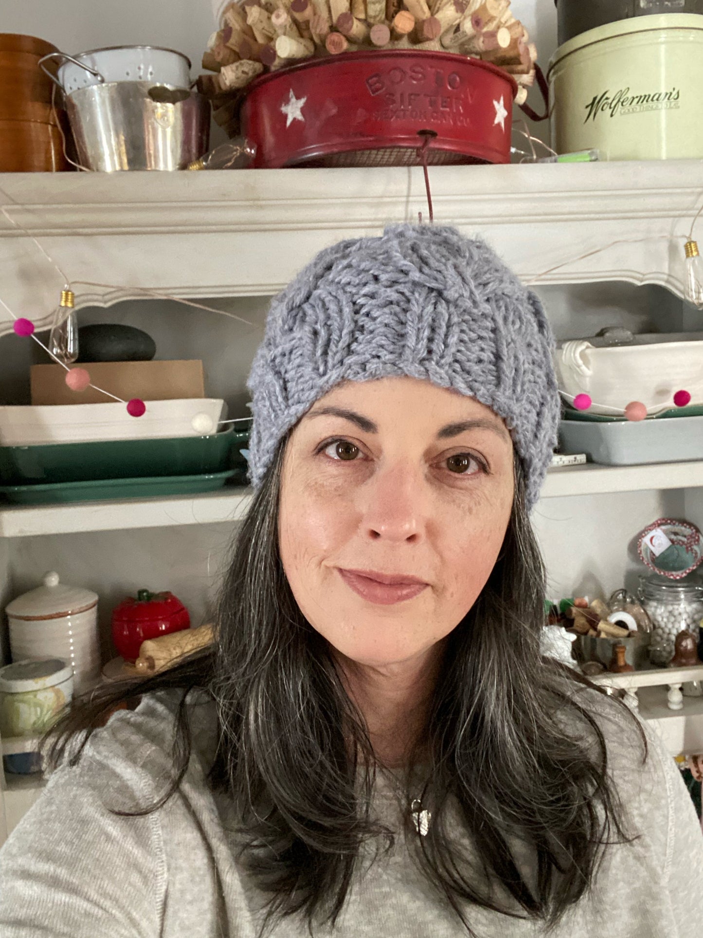 Cozy Cables Hat - Wool Blend Fiber in Pinwheel - Spring 2025