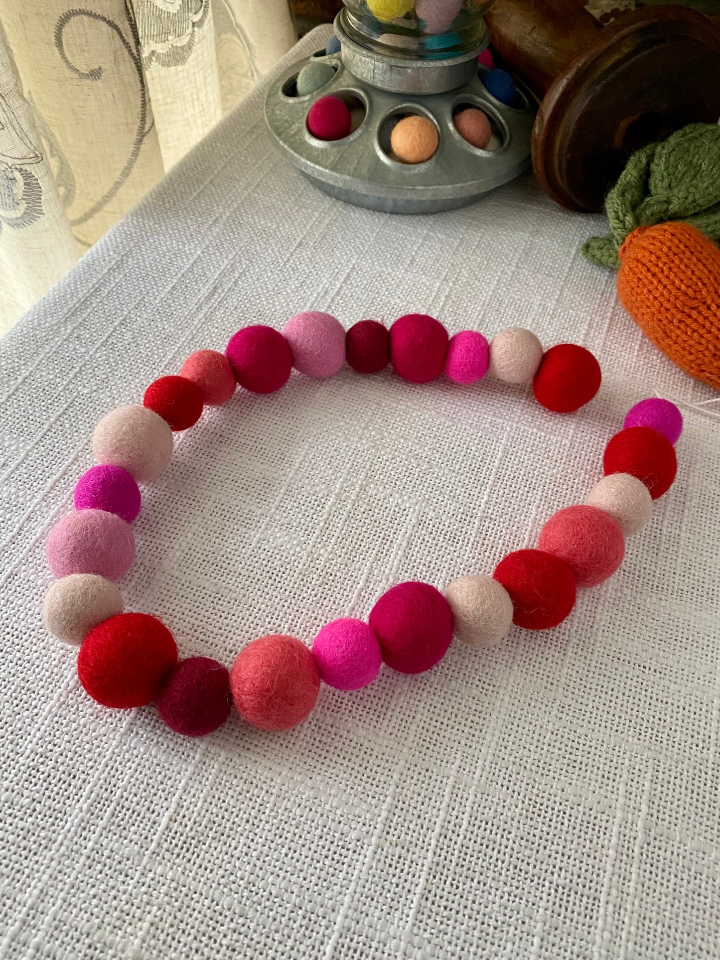 6' Felted Wool Ball Garland - 24 balls