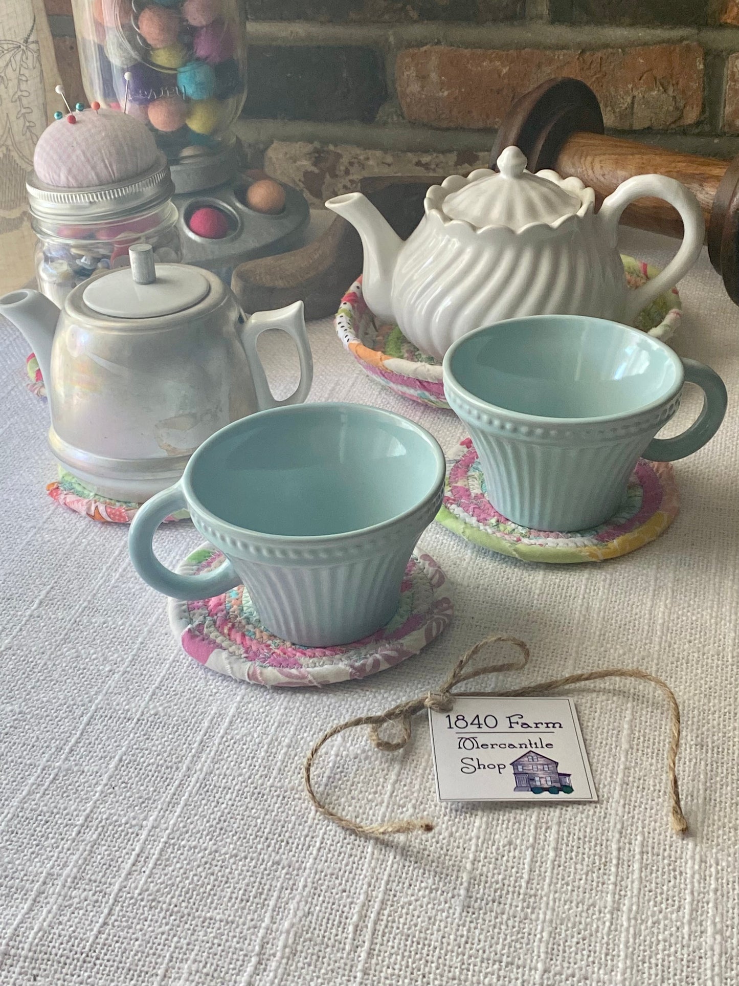 Matching set: 6” Medium Saucer Style Trivet and Four Coasters