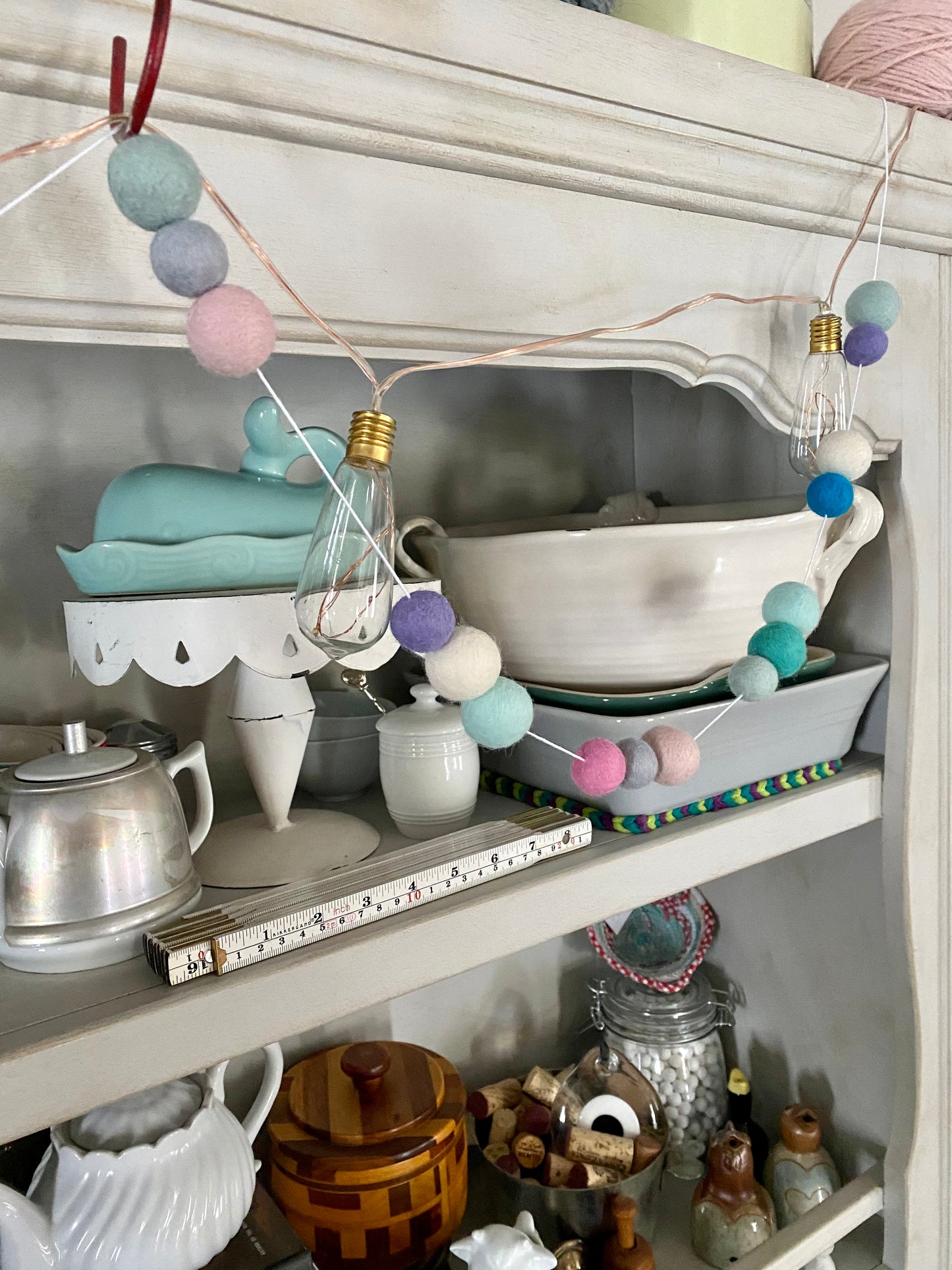 6' Felted Wool Ball Garland - 24 balls