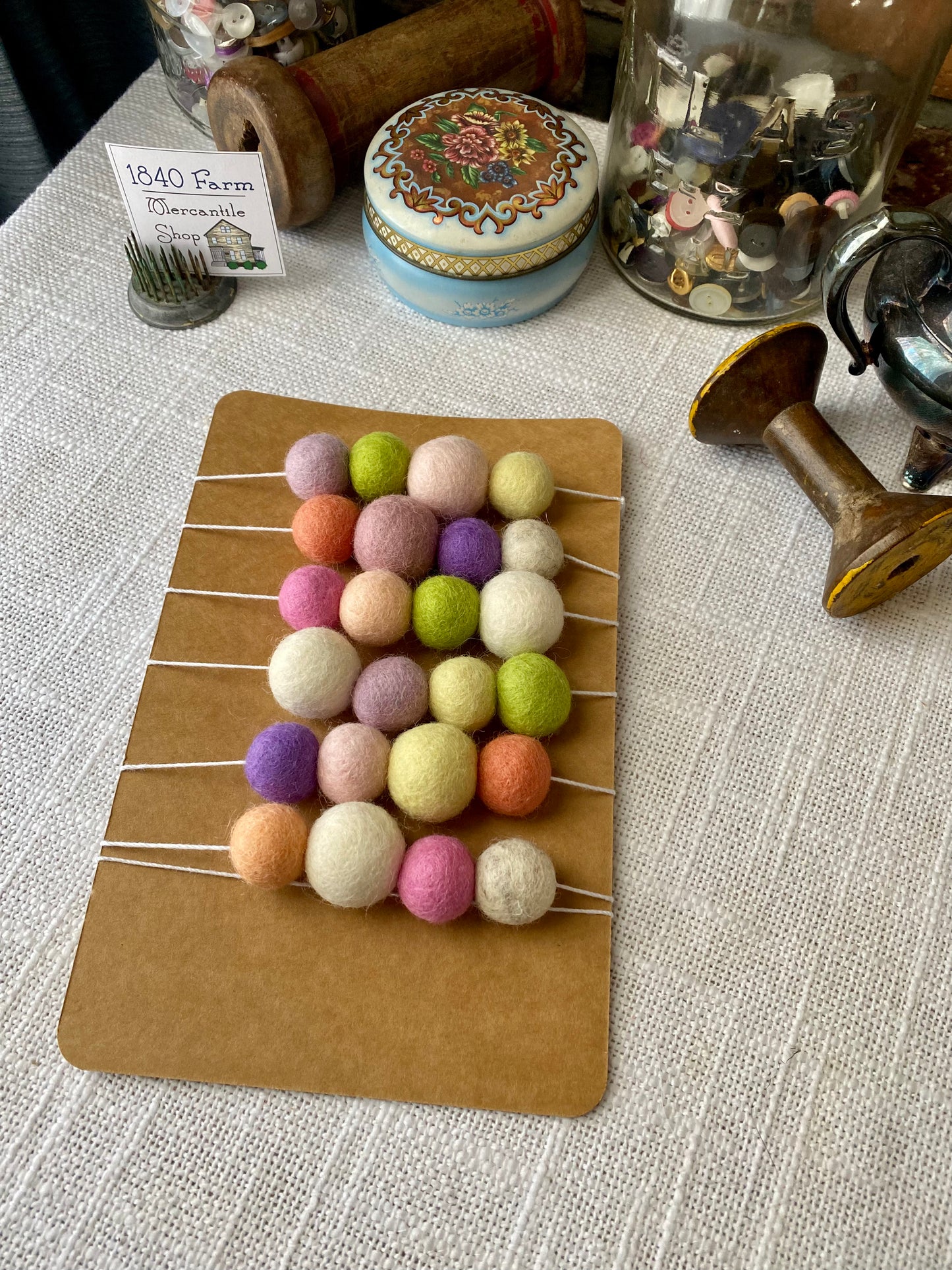 6' Felted Wool Ball Garland - 24 balls