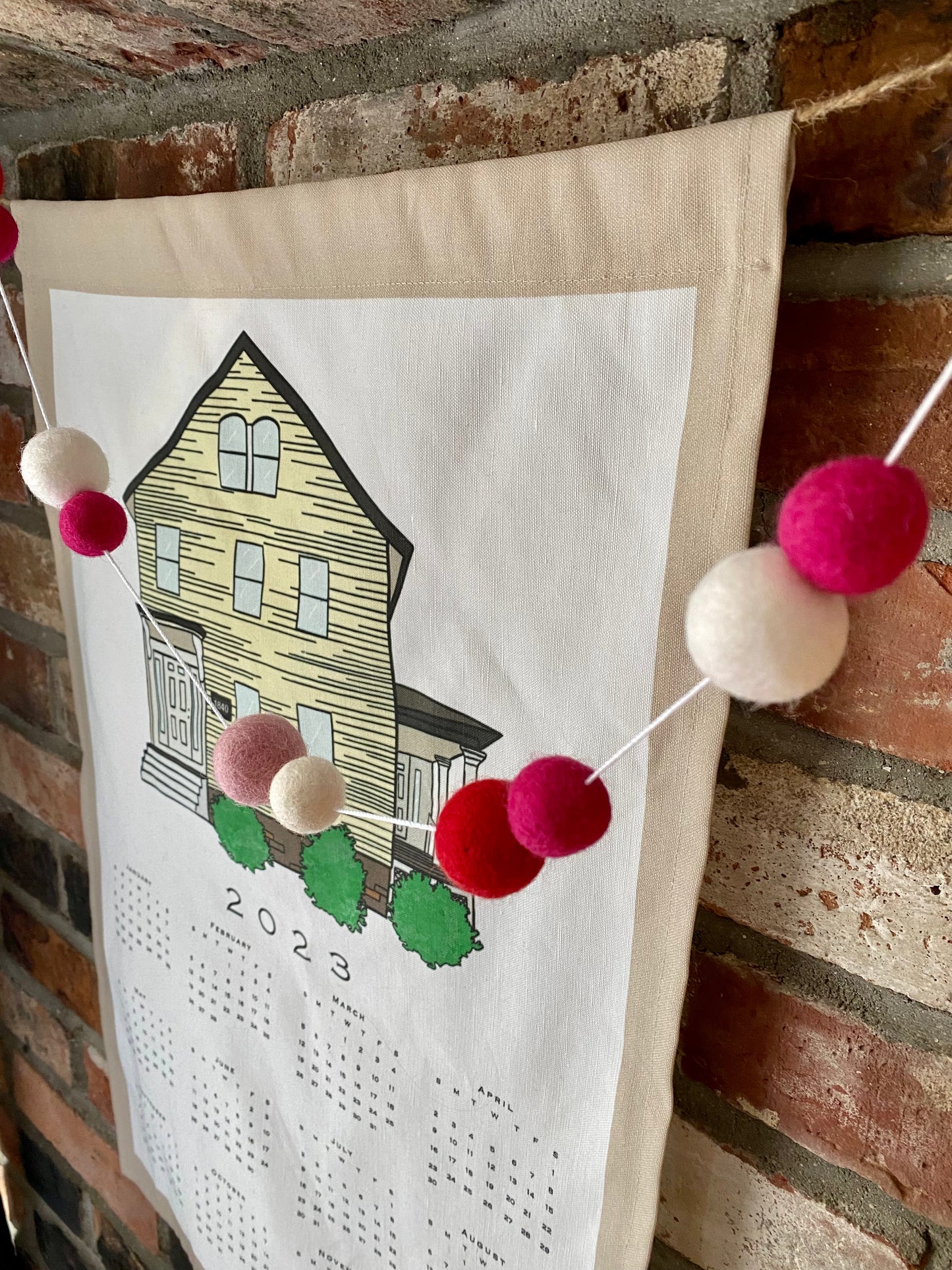 6' Felted Wool Ball Garland - 24 balls