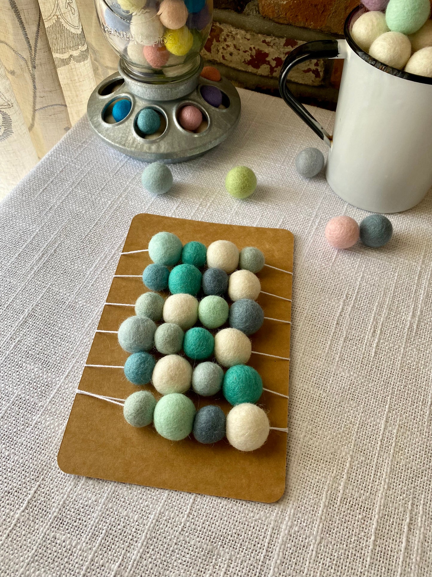 6' Felted Wool Ball Garland - 24 balls