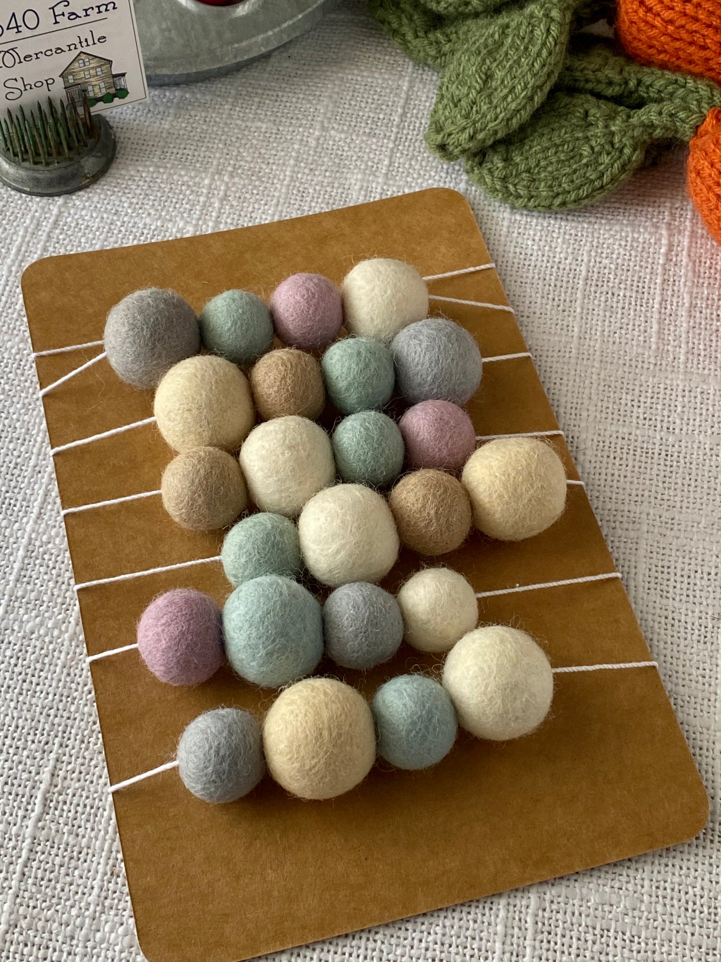 6' Felted Wool Ball Garland - 24 balls