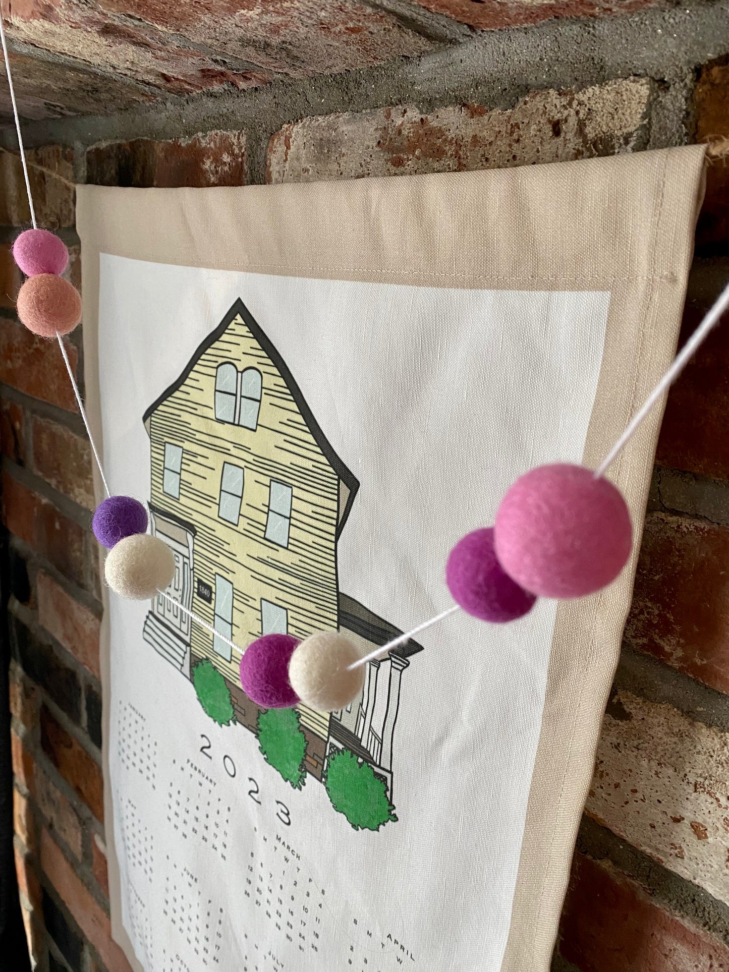 6' Felted Wool Ball Garland - 24 balls