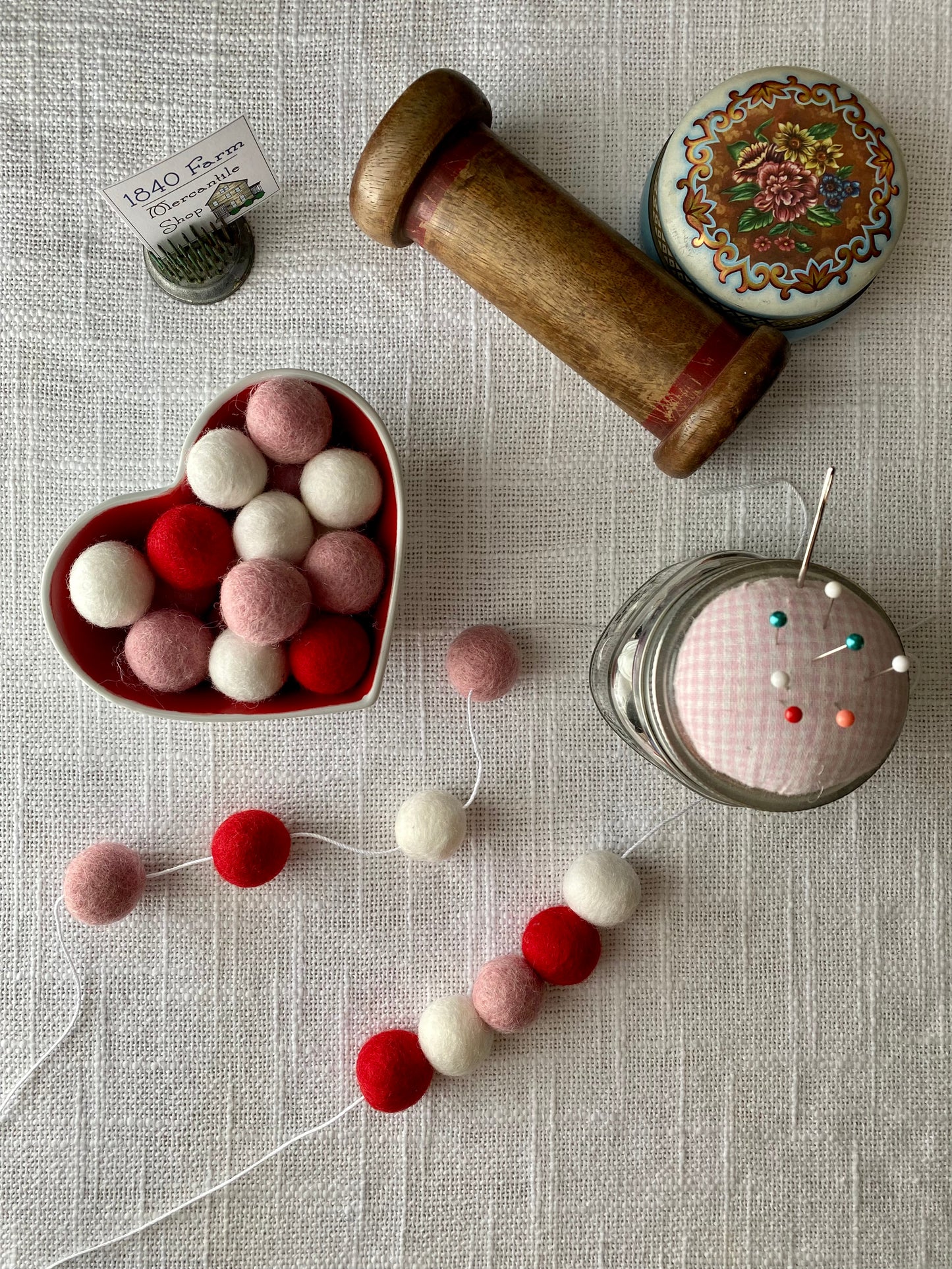 6' Felted Wool Ball Garland - 24 balls