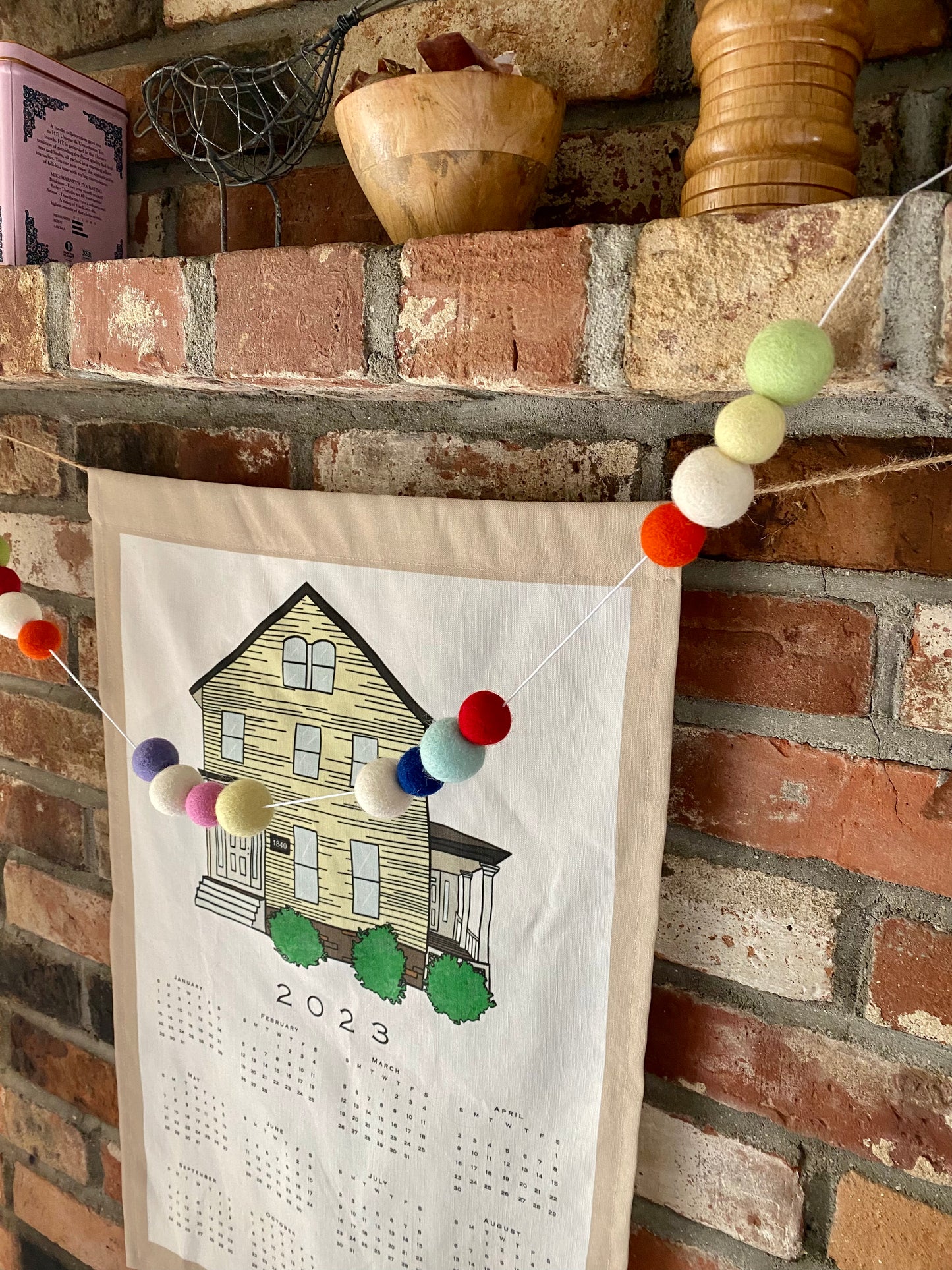 6' Felted Wool Ball Garland - 24 balls