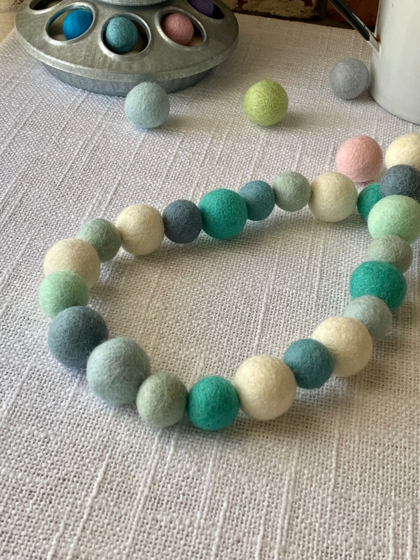 6' Felted Wool Ball Garland - 24 balls