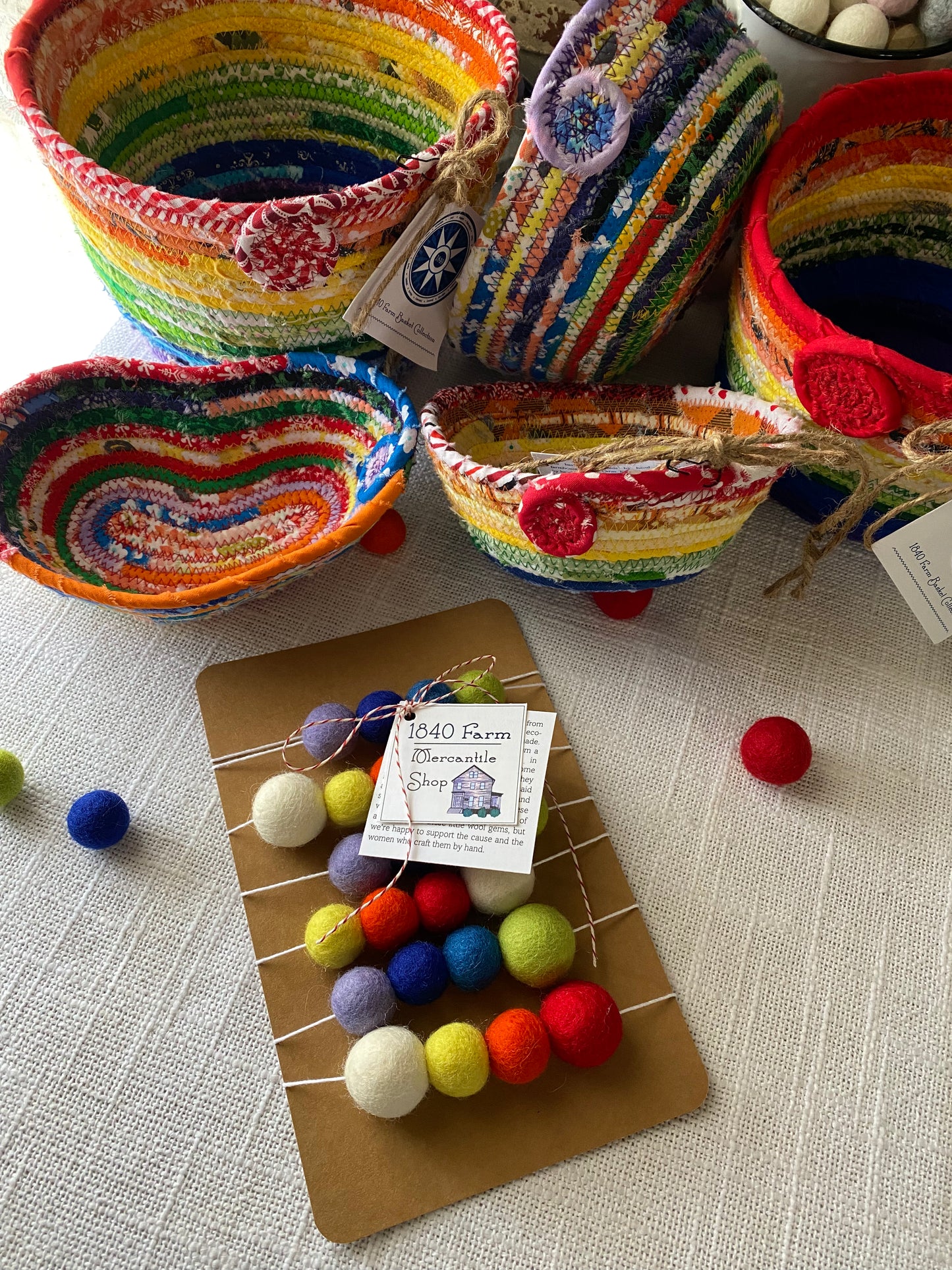 6' Felted Wool Ball Garland - 24 balls