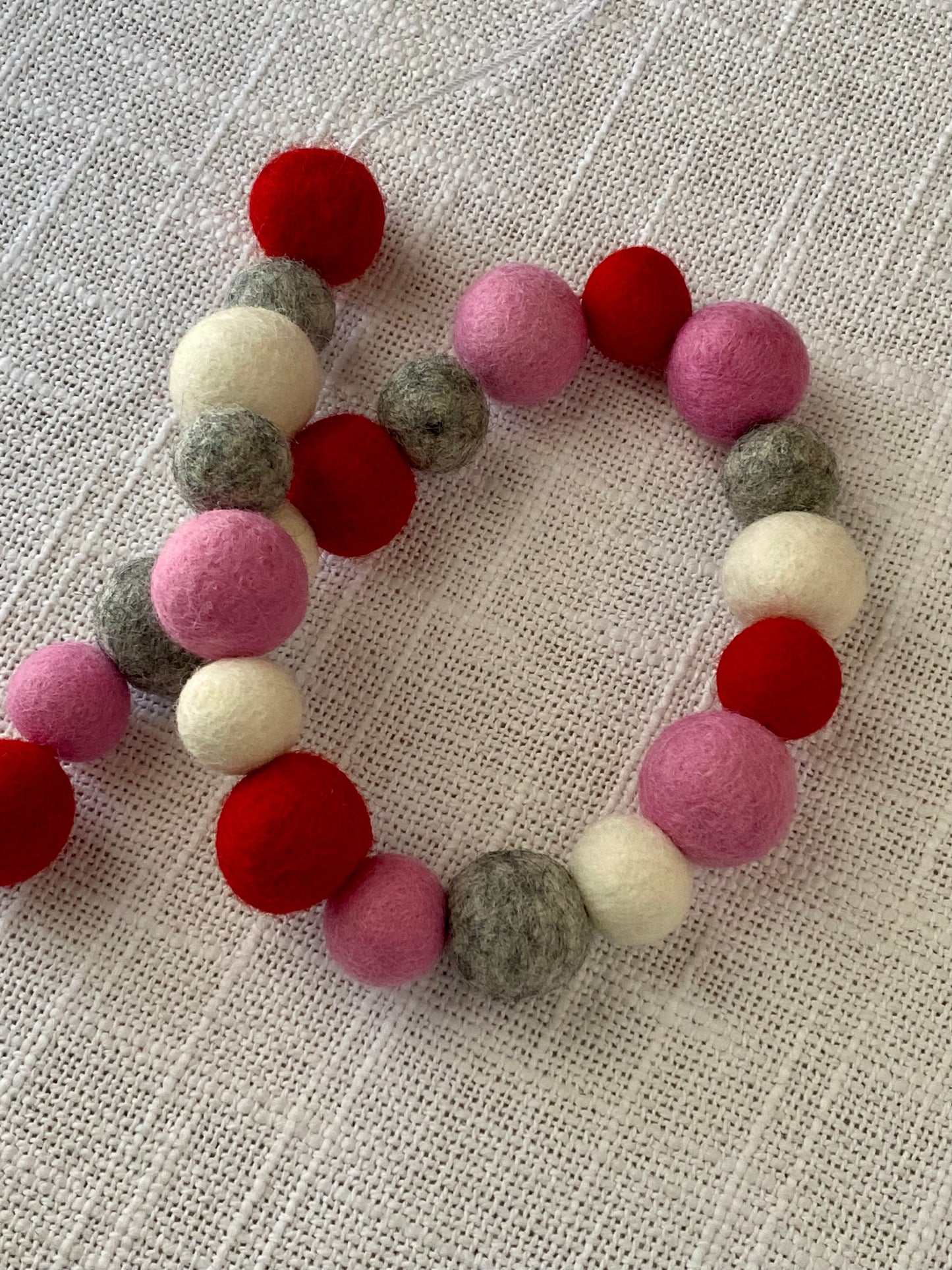 6' Felted Wool Ball Garland - 24 balls