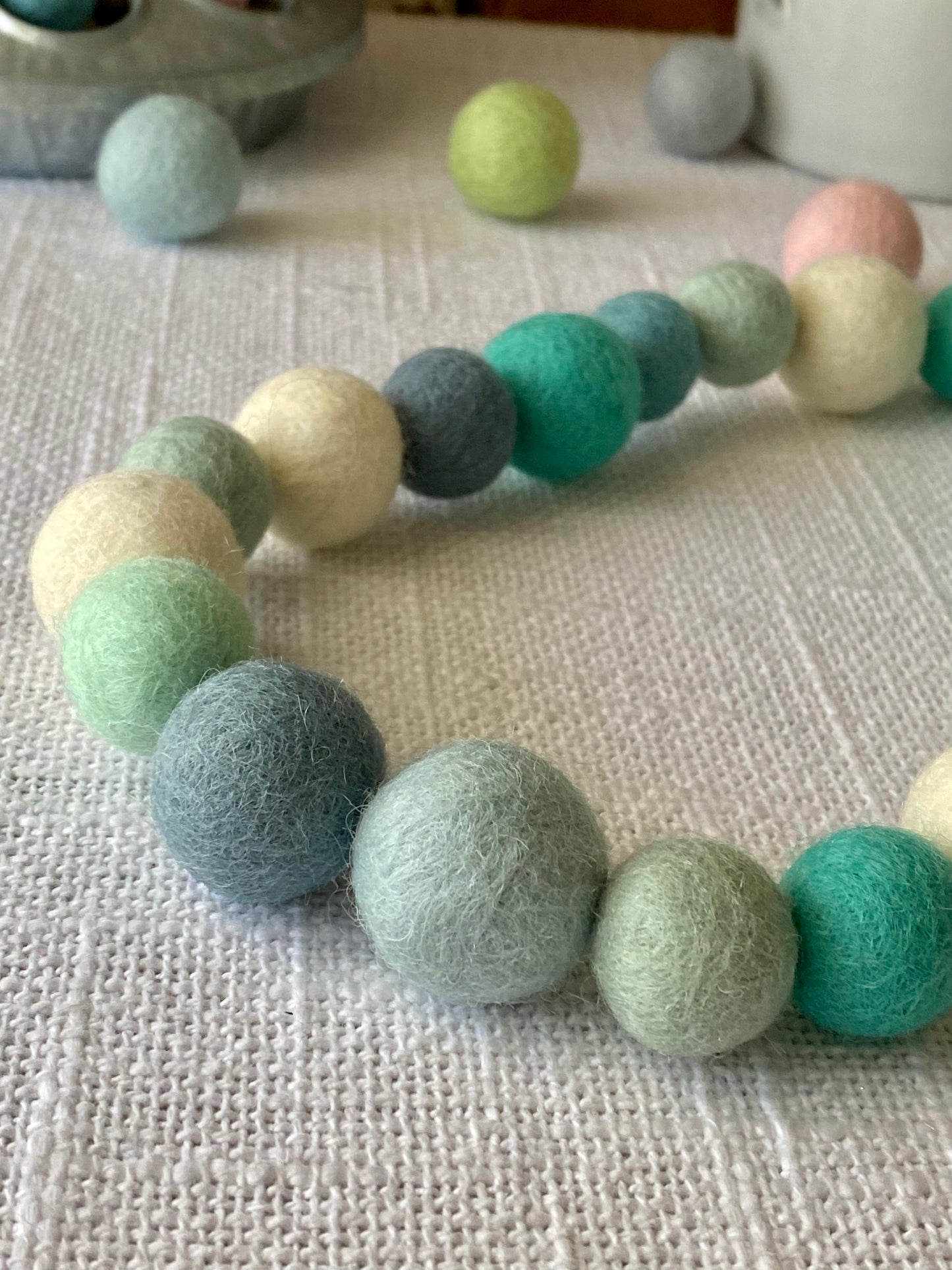6' Felted Wool Ball Garland - 24 balls