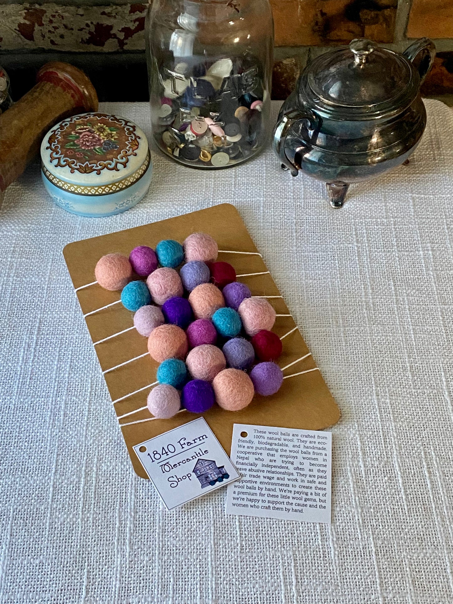 6' Felted Wool Ball Garland - 24 balls