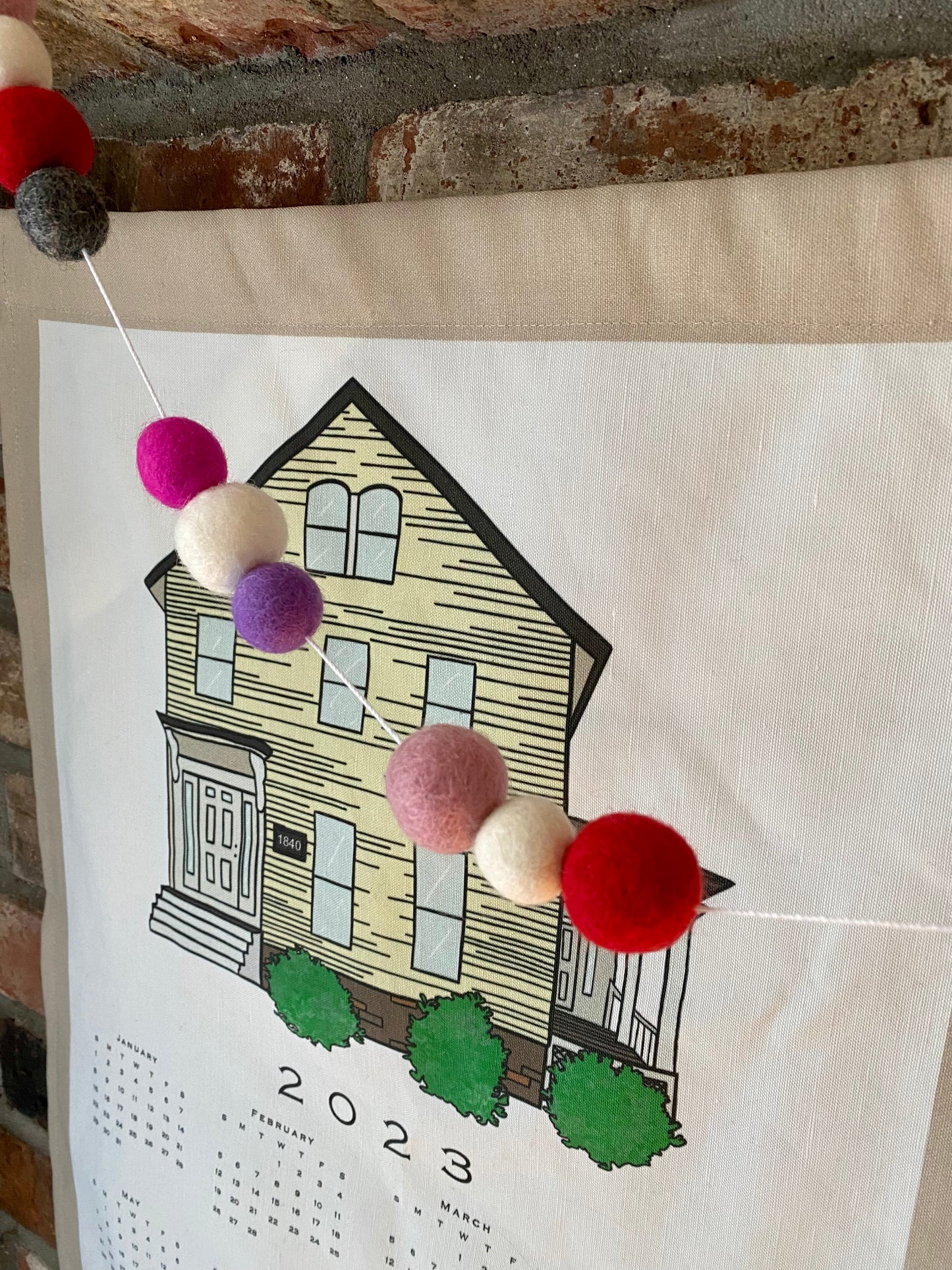 6' Felted Wool Ball Garland - 24 balls