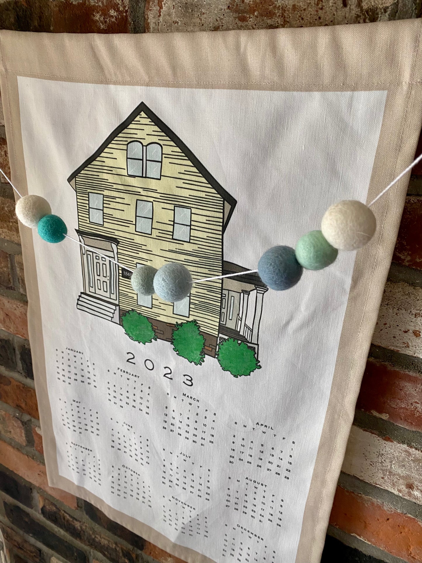 6' Felted Wool Ball Garland - 24 balls