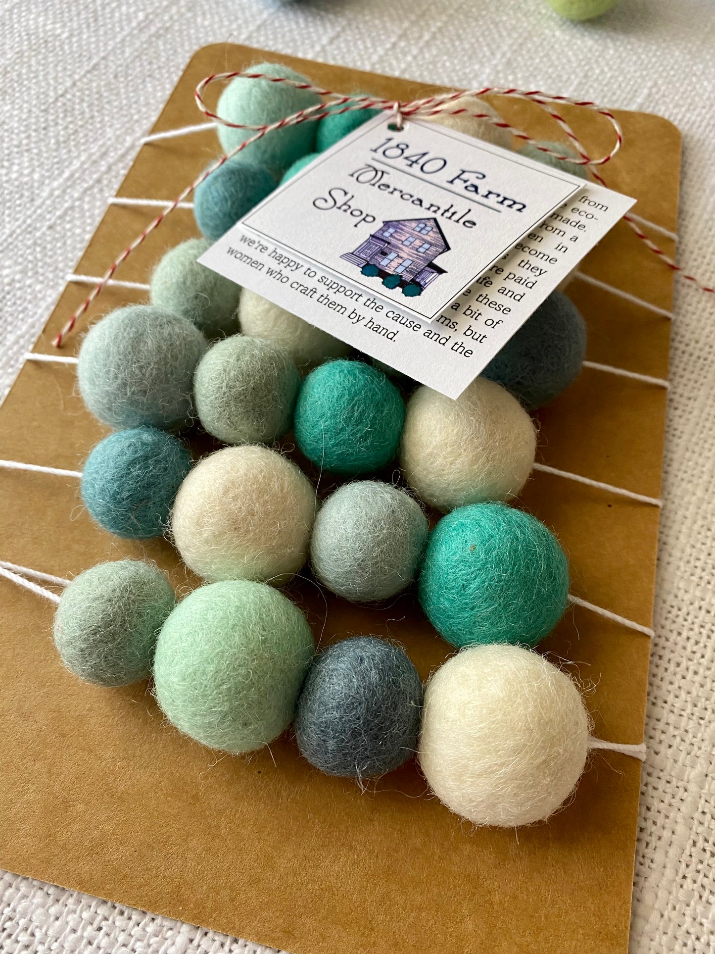 6' Felted Wool Ball Garland - 24 balls