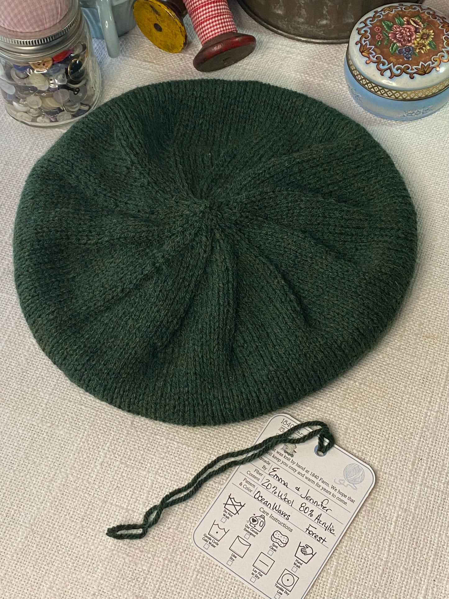 Ocean Waves Hat in Wool Blend - Forest