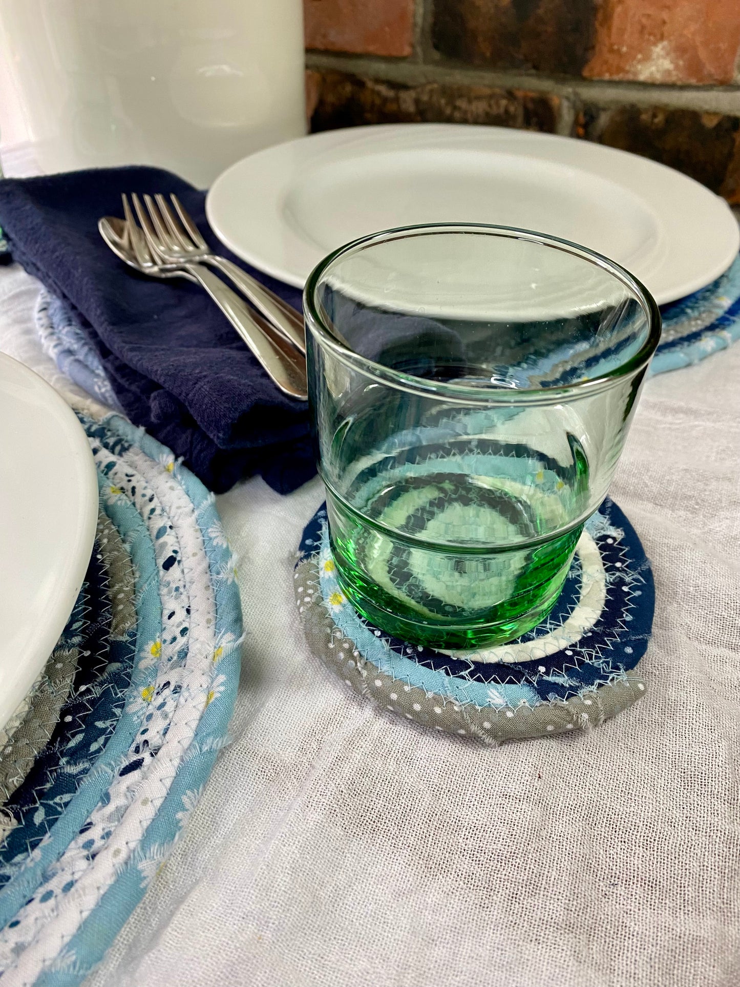 Oval Placemat and Coaster Set (2 each) - Blues