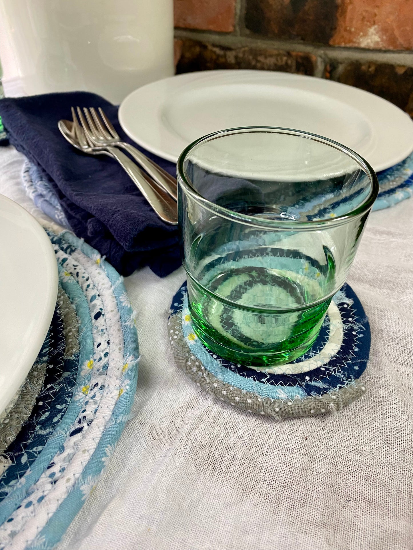 Oval Placemat and Coaster Set (2 each) - Blues