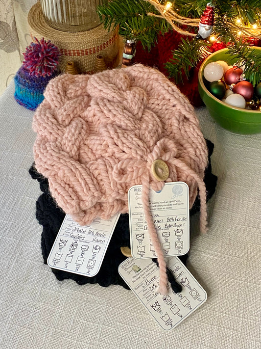 Trio of Cozy Cables Hats - Wool Blend Fiber