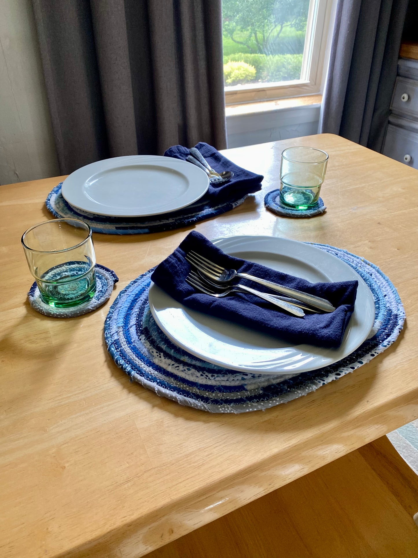 Oval Placemat and Coaster Set (2 each) - Blues