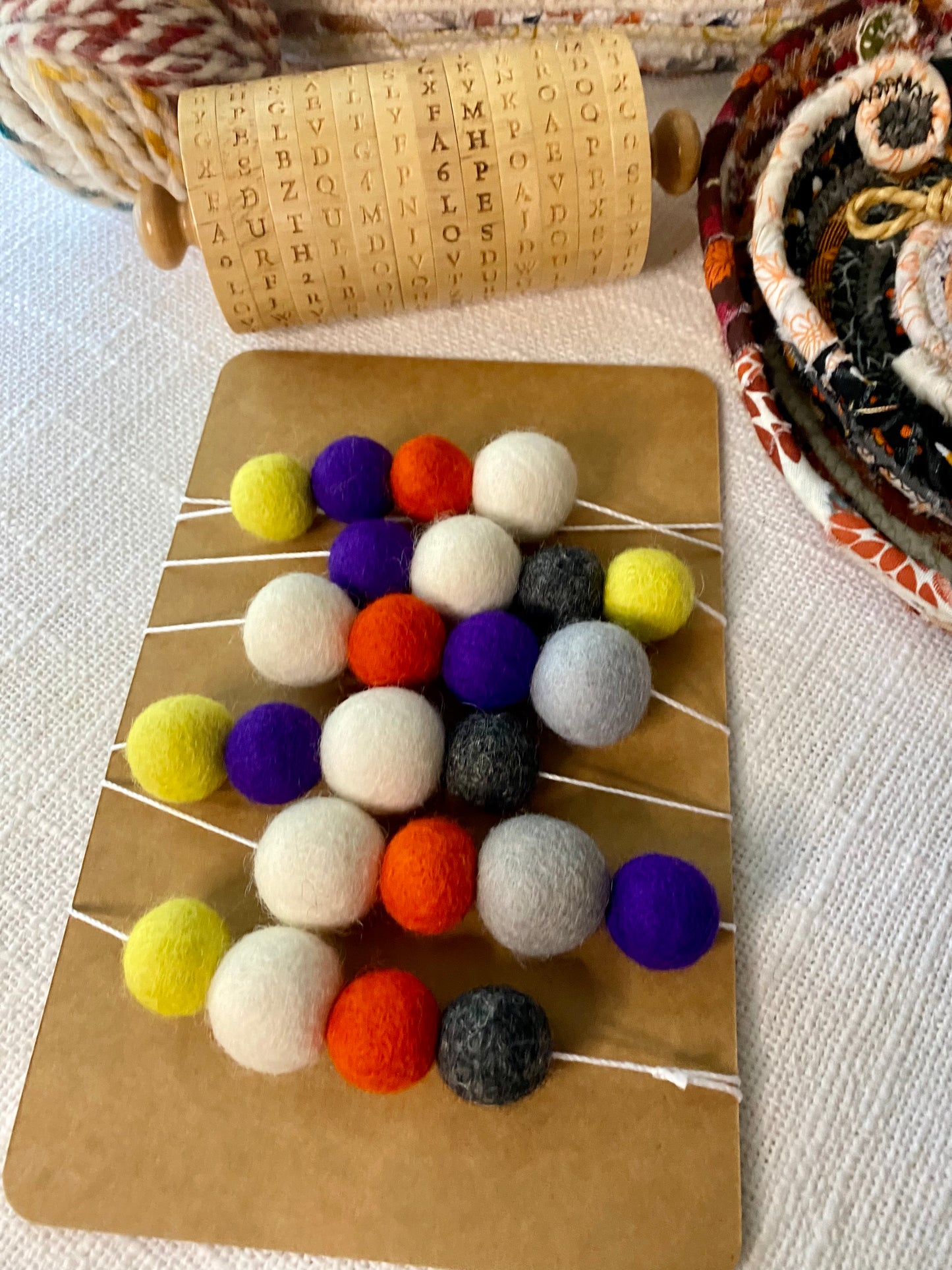 6' Felted Wool Ball Garland - 24 balls