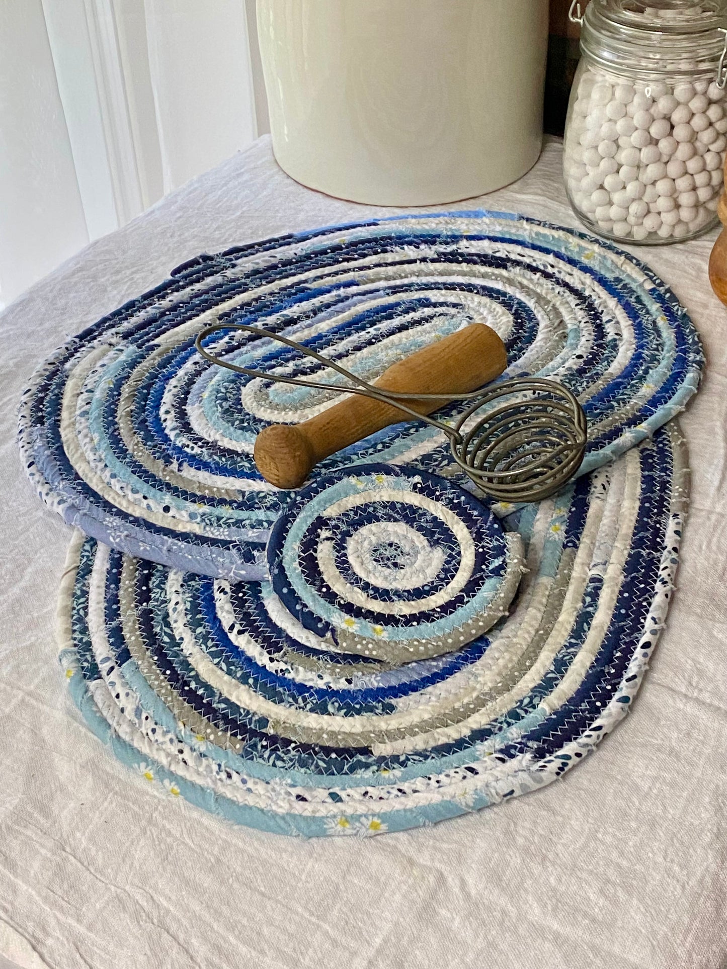 Oval Placemat and Coaster Set (2 each) - Blues