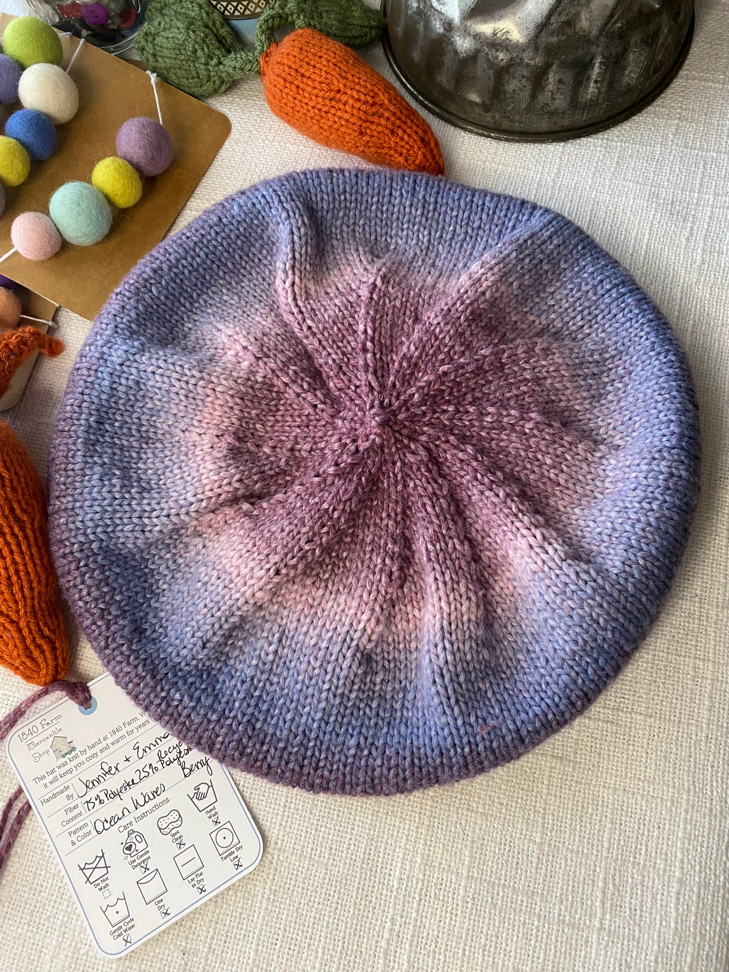 Ocean Waves Hat in Berry